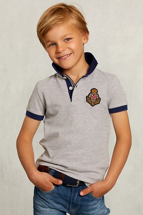 CUSTOM FIT POLO IN DARK OYSTER MIX GREY 1