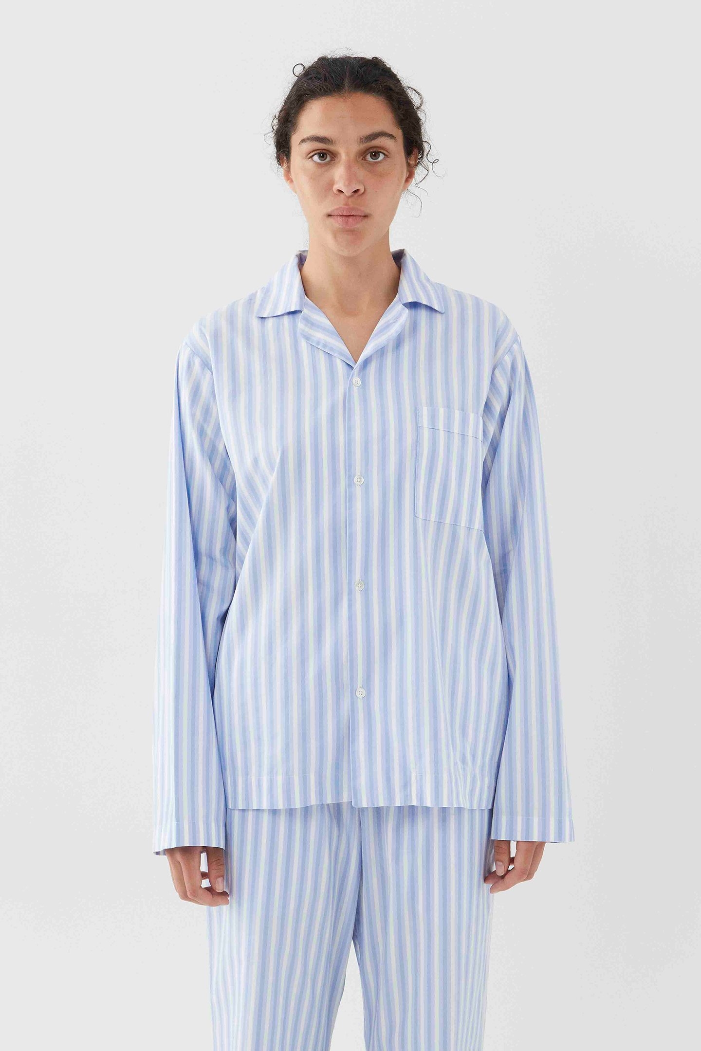 UNISEX POPLIN, PYJAMAS SHIRT FADING BLUE 1