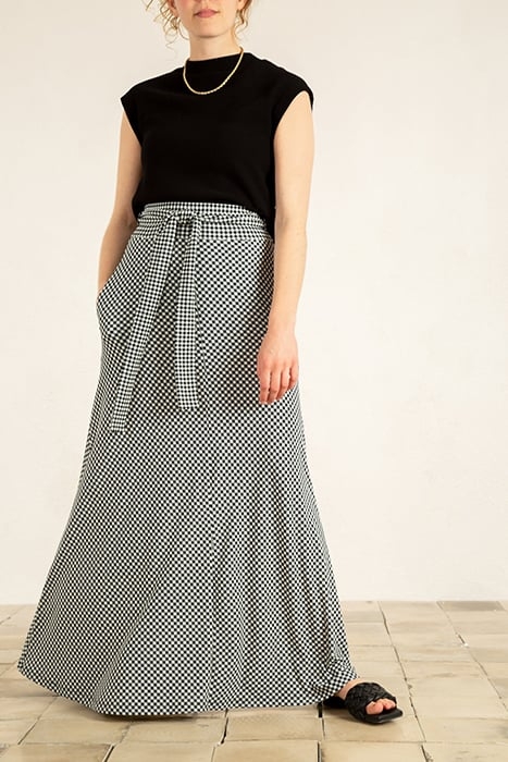 SKIRT TARTAN LONG SKIRT BLACK/ECRU 1