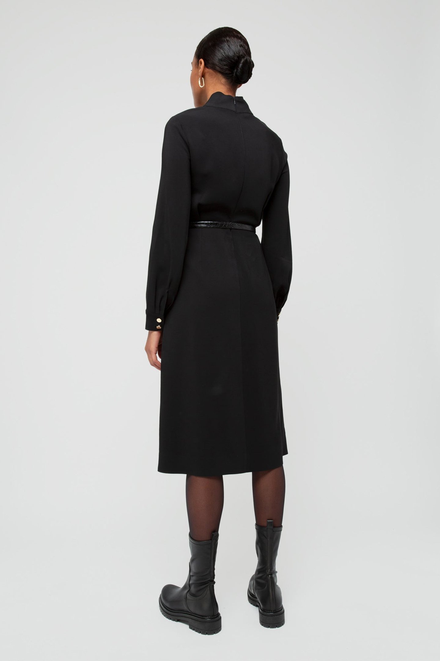 DRESS CREPE LONG SLEEVE BLACK 2