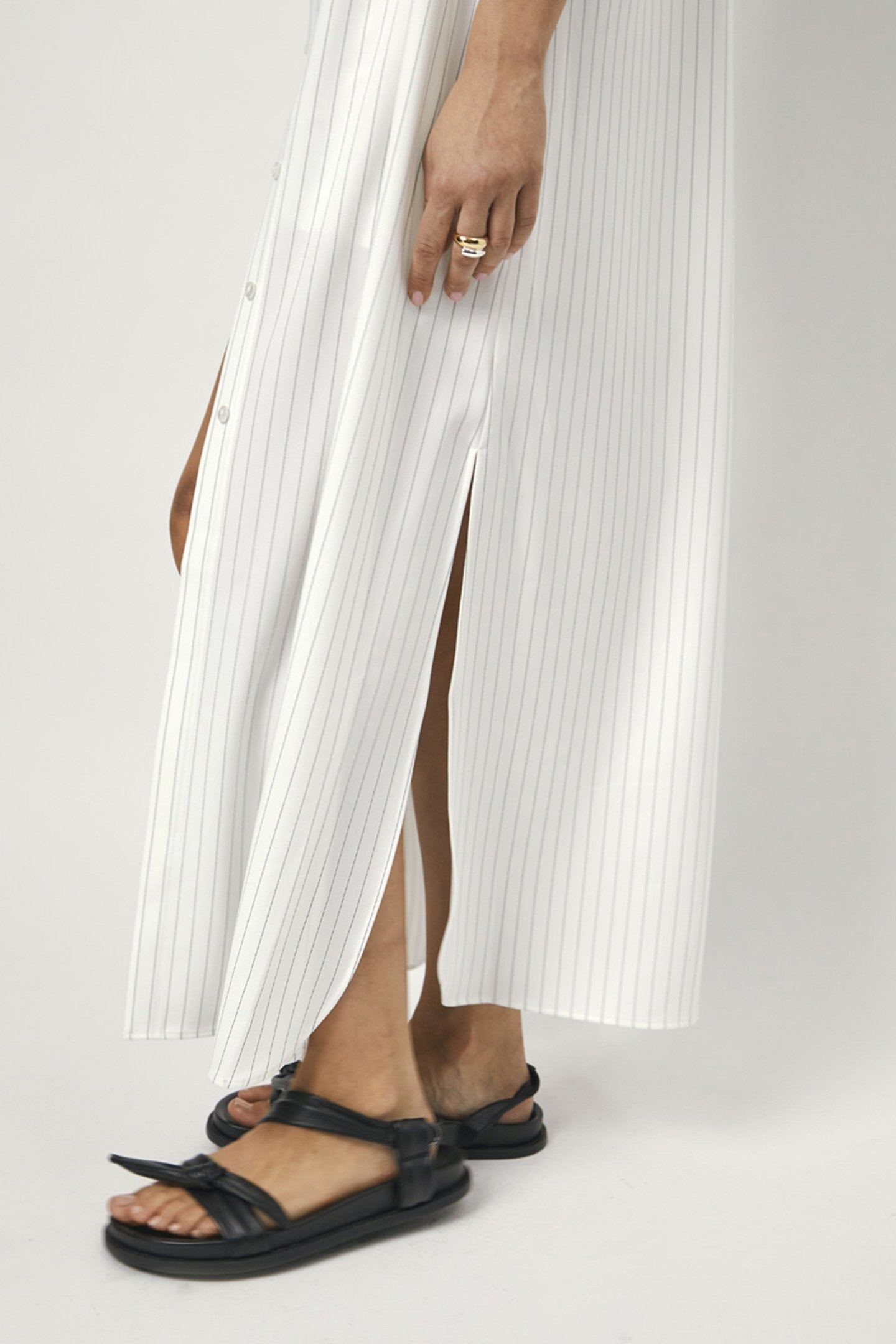 DORFMAN PINSTRIPE DRESS MILK WHITE 5