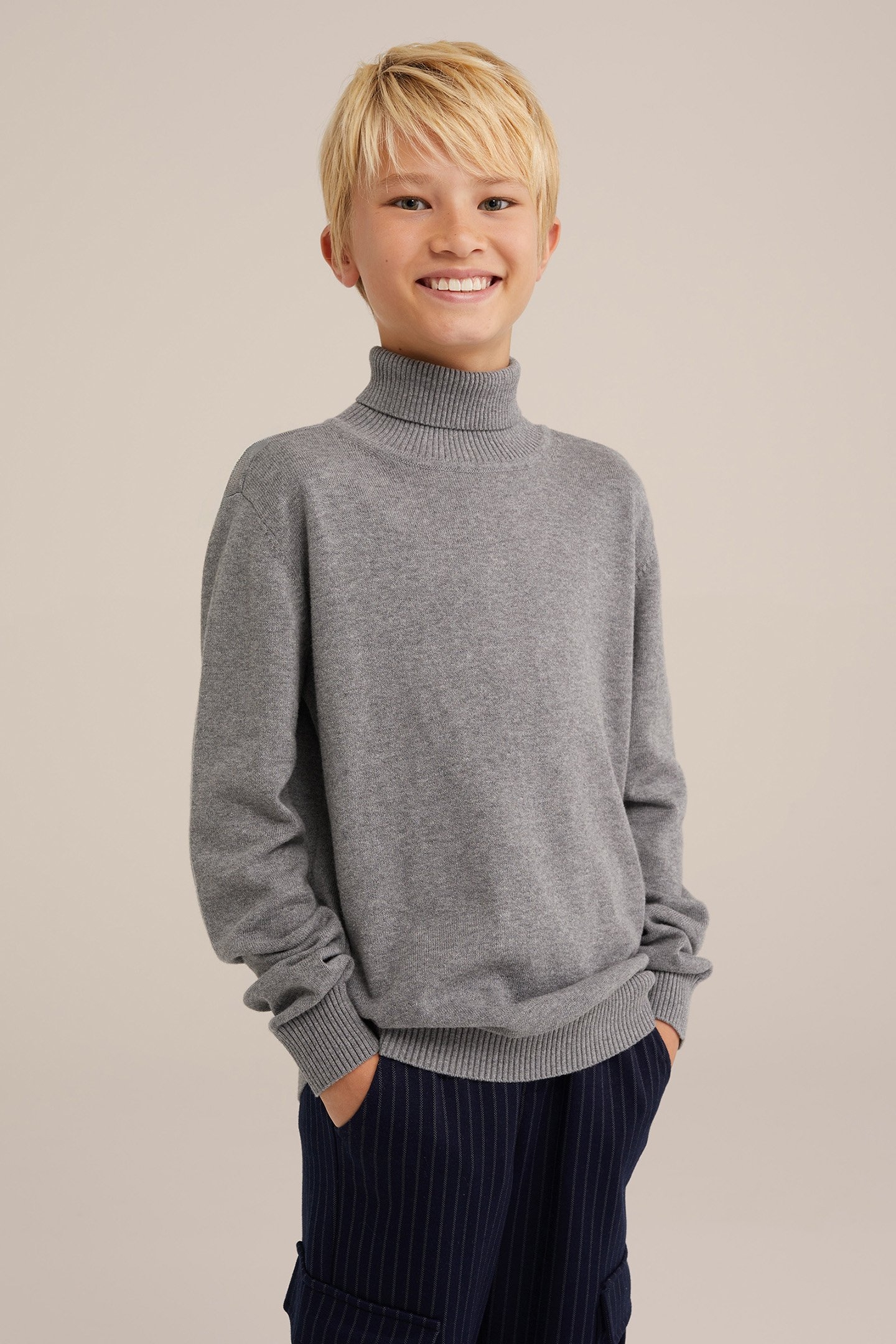KNITTED PULLOVER LIGHT GREY 1