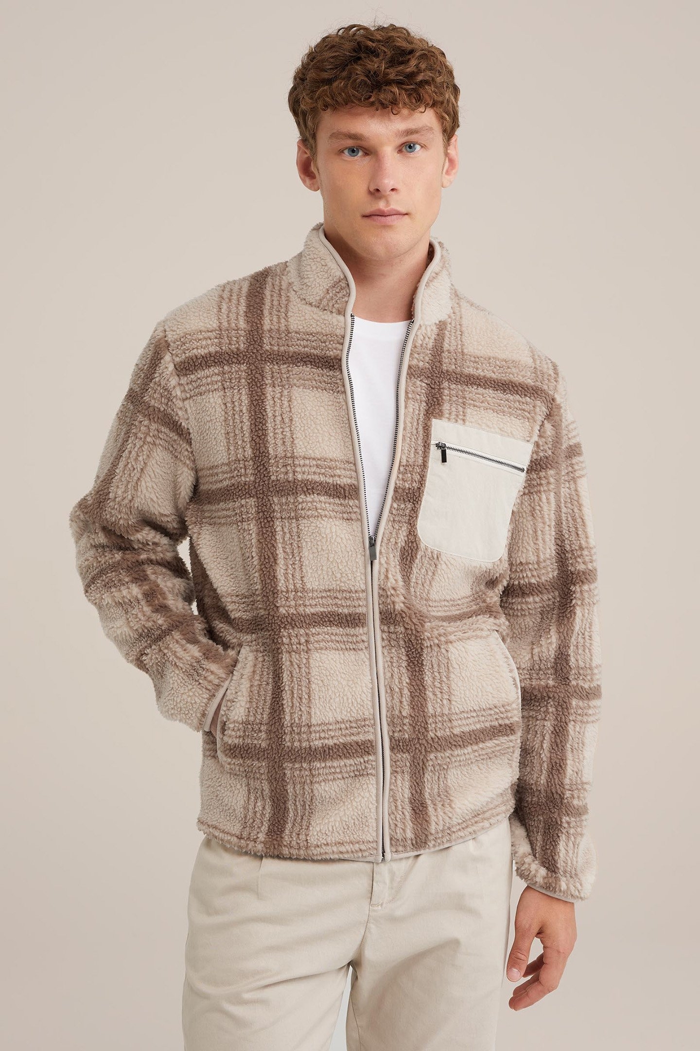 CARDIGAN WITH ZIPPER BEIGE 1