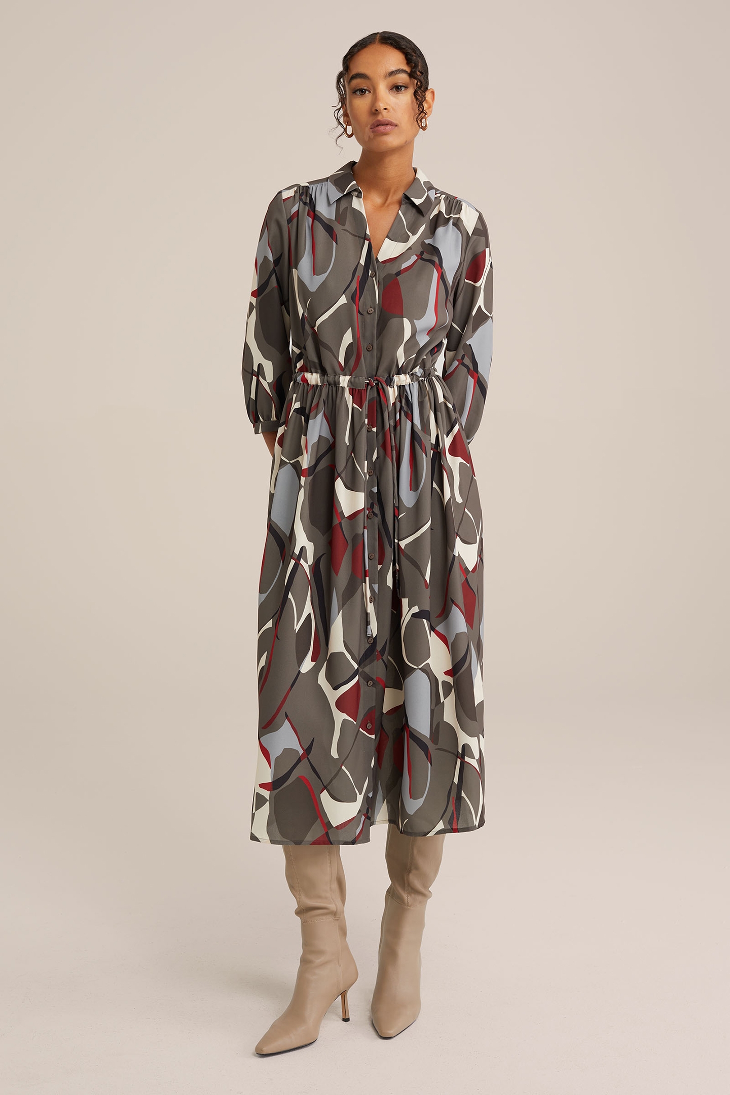 DRESS MID LENGTH GREYISH GREEN 1