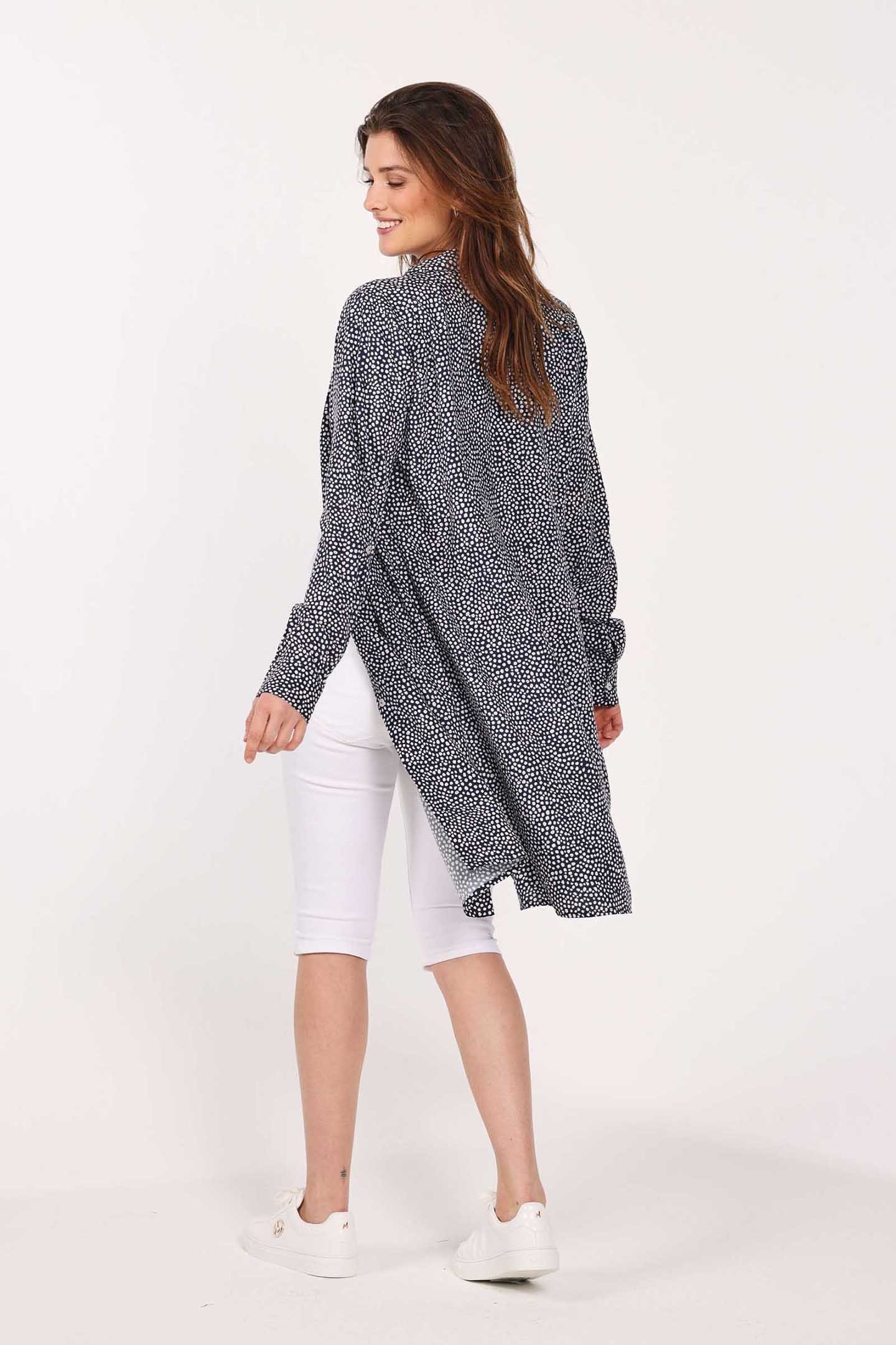 TUNIC CHILL OUT DARKBLUE WITH PETIT BRUSH DOTS PRINT 2