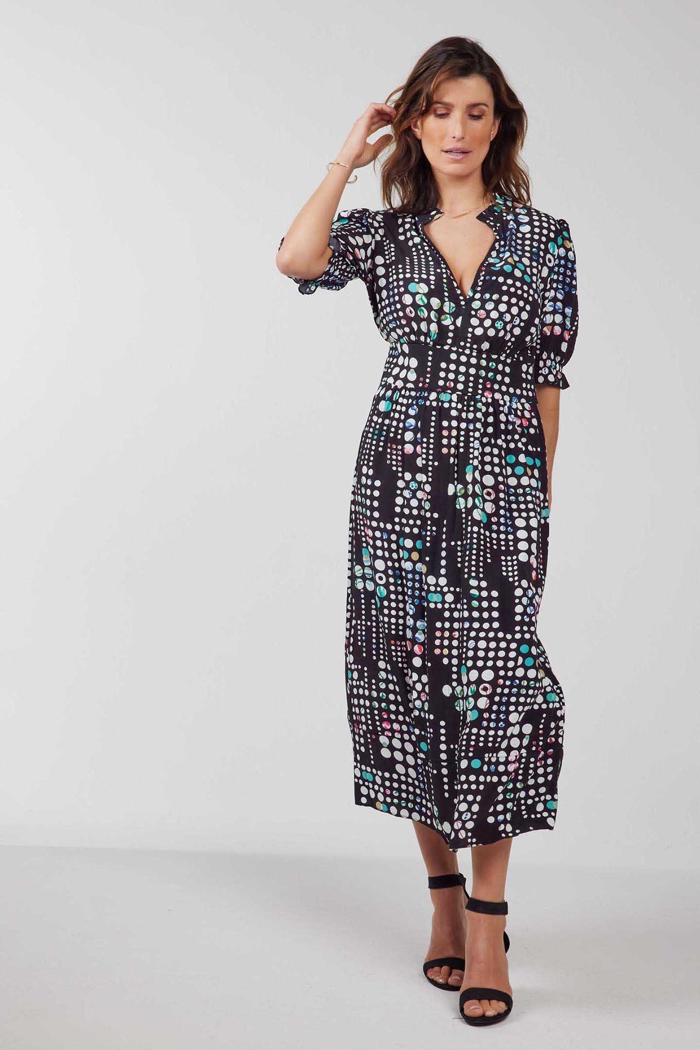 MAXI DRESS BELLA BLACK WITH SECRET DOT PRINT 5