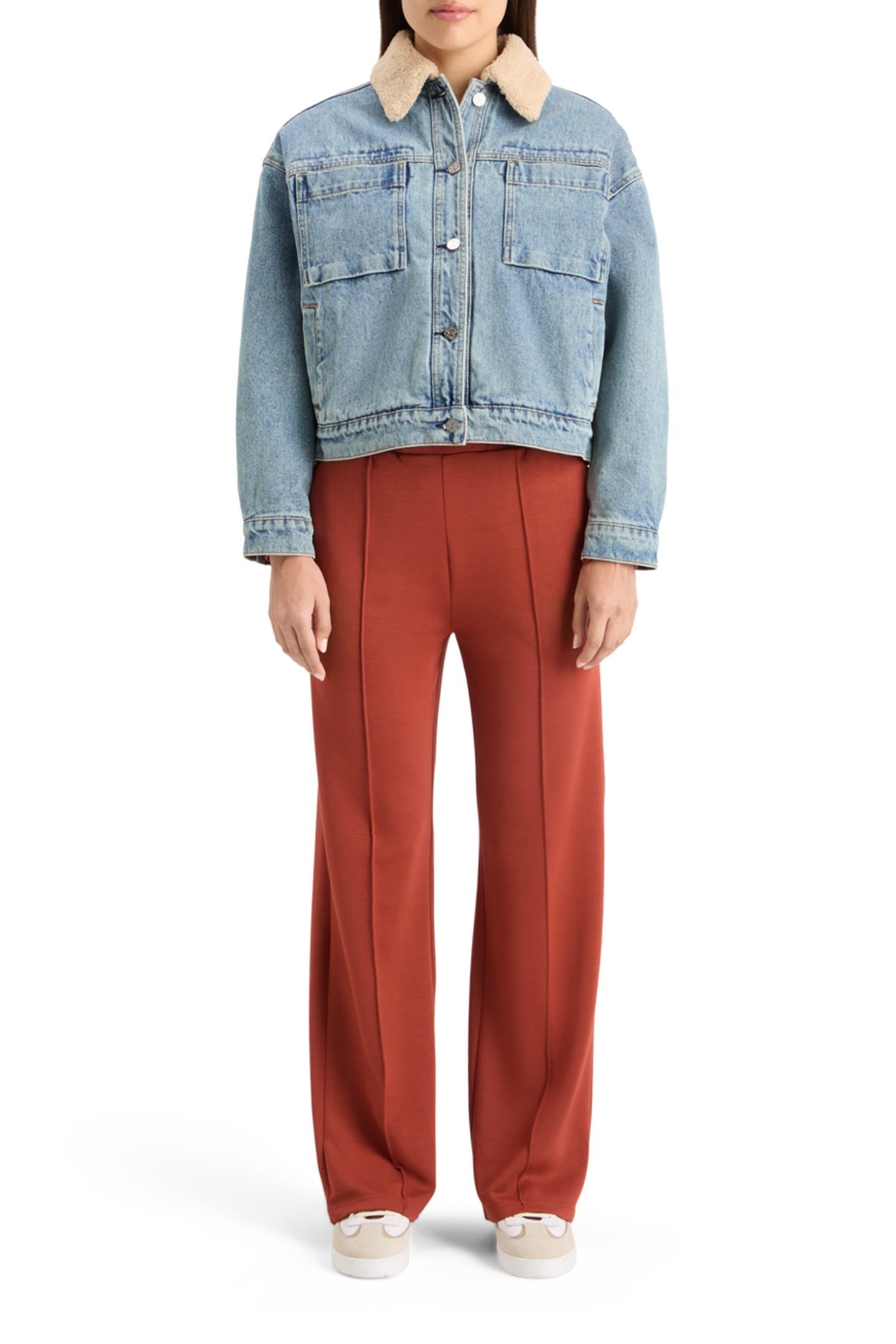 WASHED DENIM JACKET WITH SHERPA DETAILS WASHED INDIGO 3