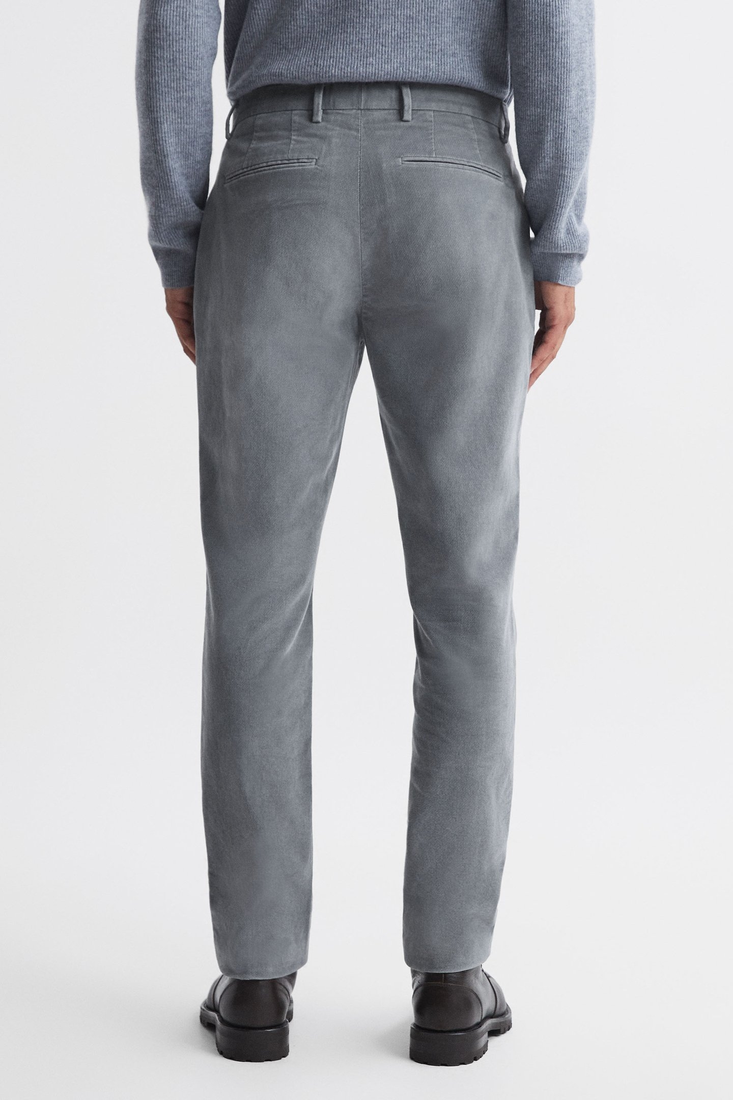 BRUSHED COTTON SLIM FIT TROUSER GREY 2