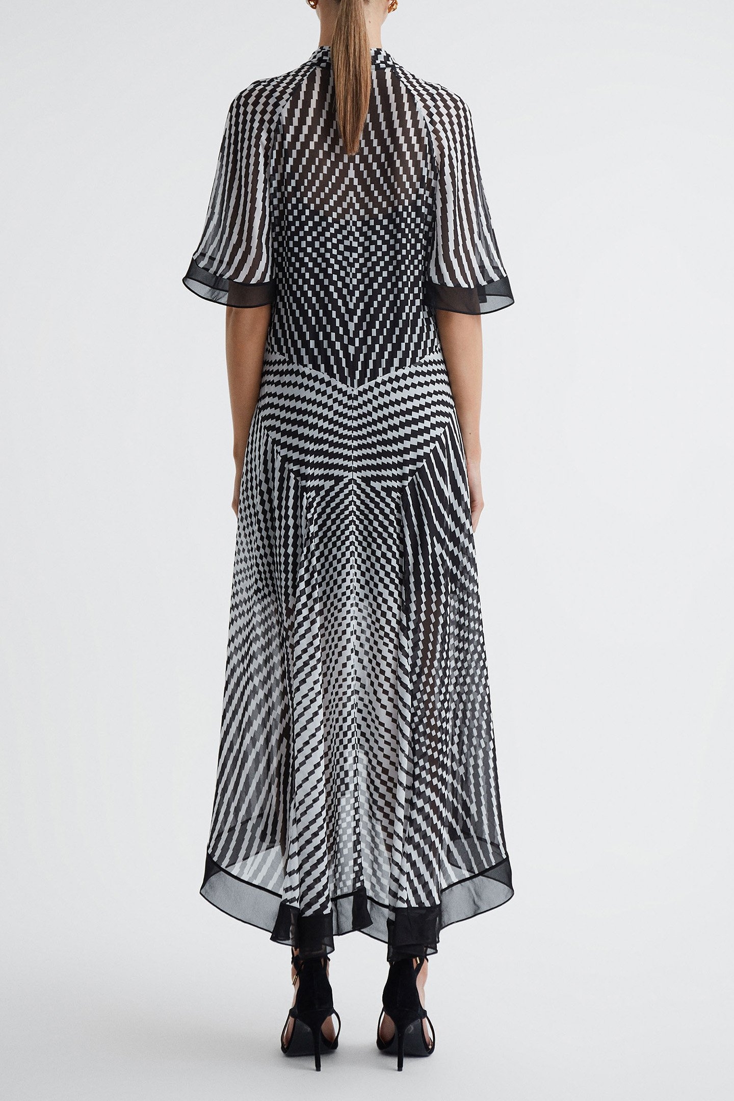 CHECK MIDI DRESS BLACK/WHITE 2