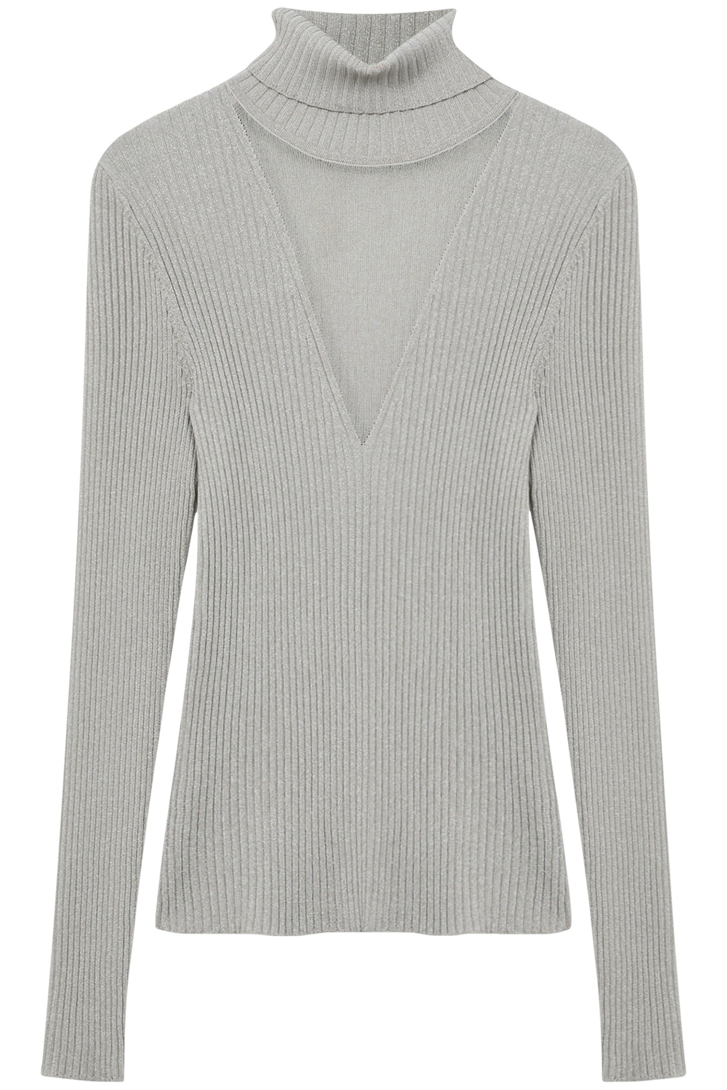 METALLIC MESH PANEL ROLL NECK SILVER 4