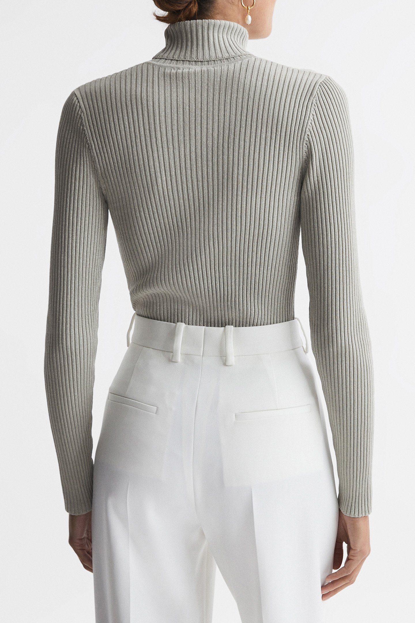 METALLIC MESH PANEL ROLL NECK SILVER 2