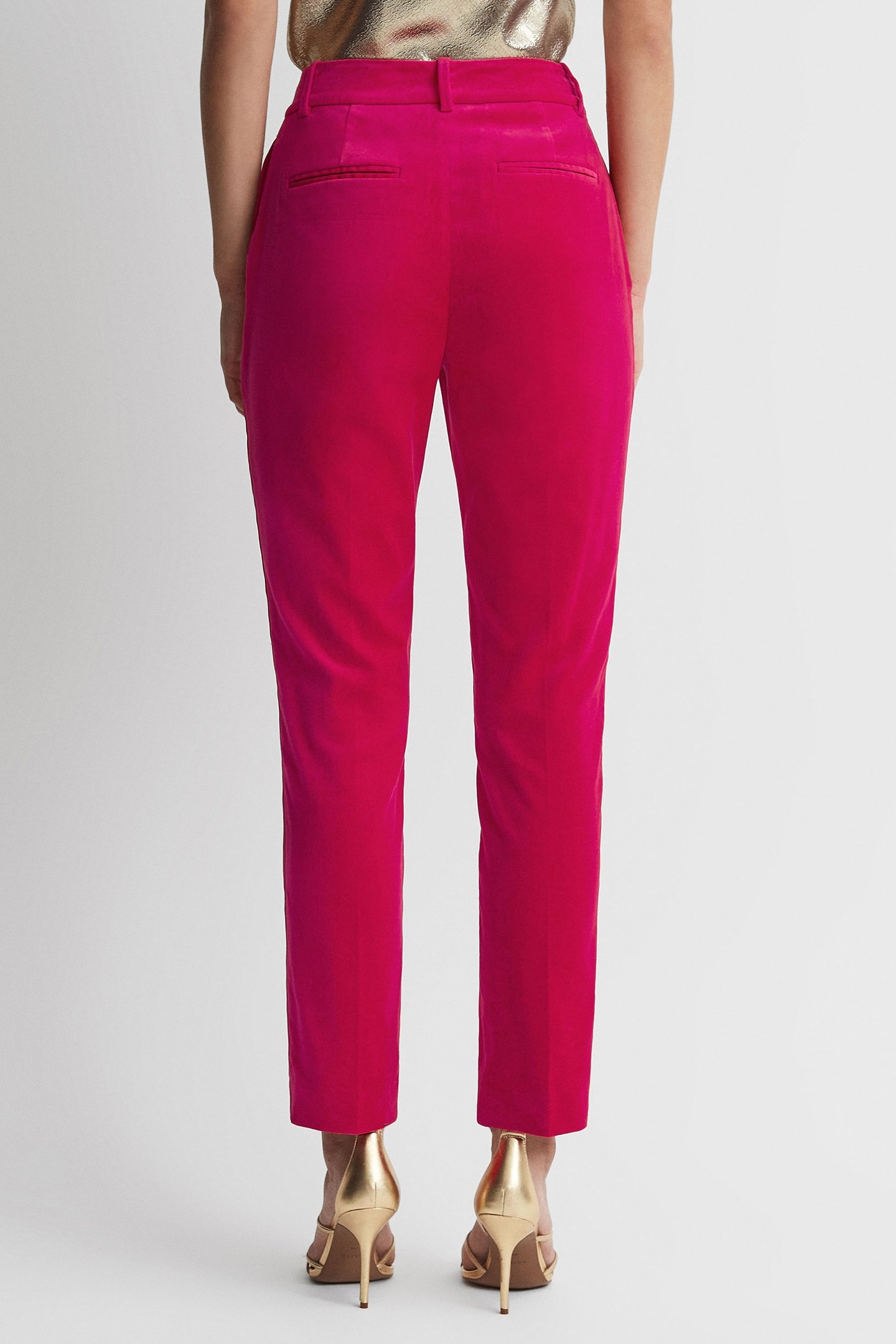 VELVET TAPER TROUSER PINK 2