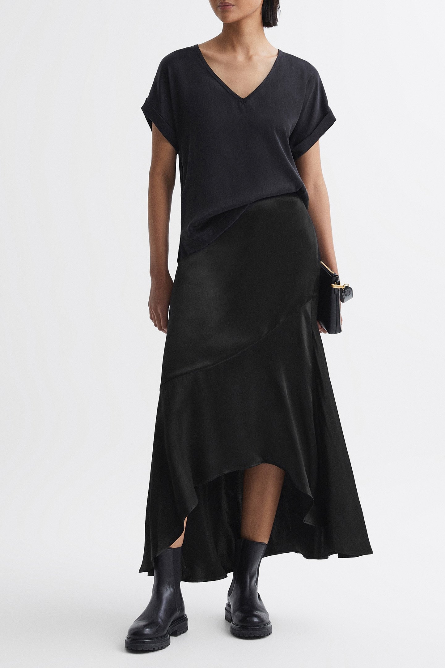 ASYMMETRIC SLIP SKIRT BLACK 3