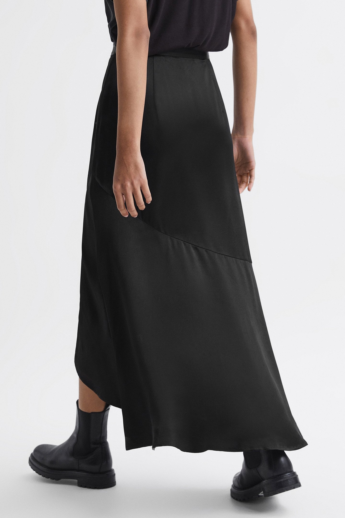 ASYMMETRIC SLIP SKIRT BLACK 2