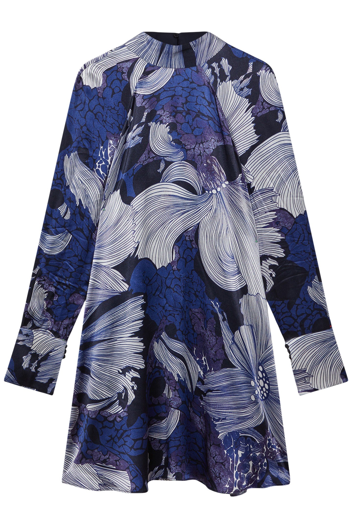 LARGE SCALE FLORAL PRINT DRESS BLUE/WHITE 3