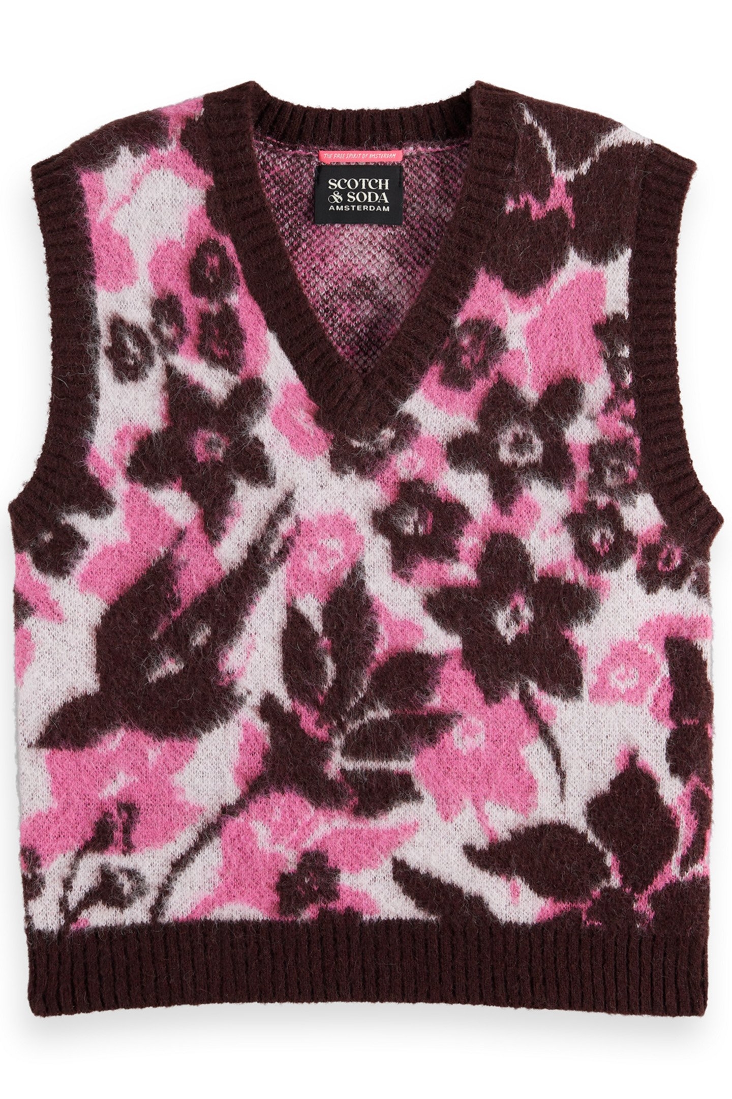 FUZZY V- NECK JACQUARD SPENCER WINTER FLORAL 4