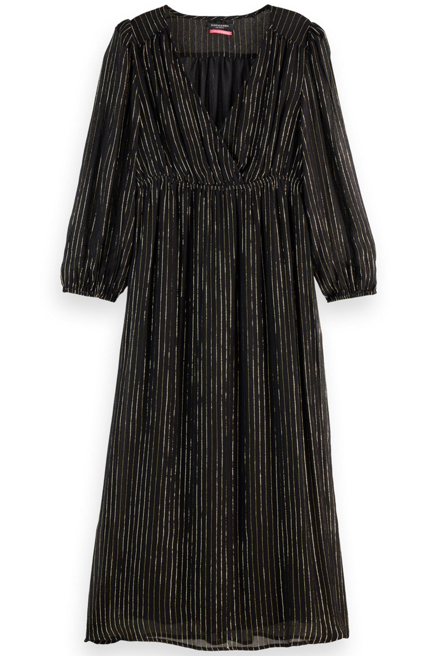 MIDI DRESS WITH LUREX AND PUFF SLEEVE EVENING BLACK 1