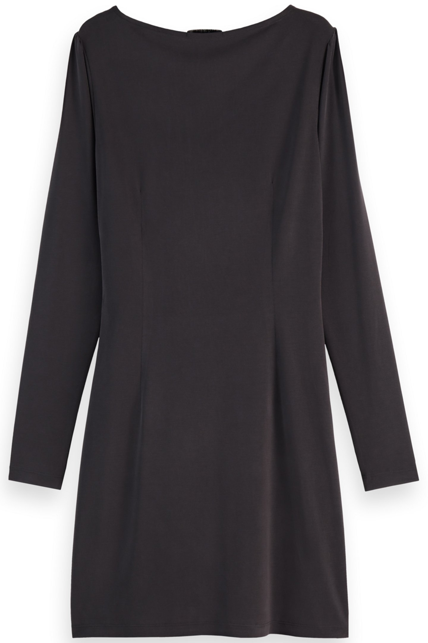 DRAPED LONG SLEEVE DRESS EVENING BLACK 2