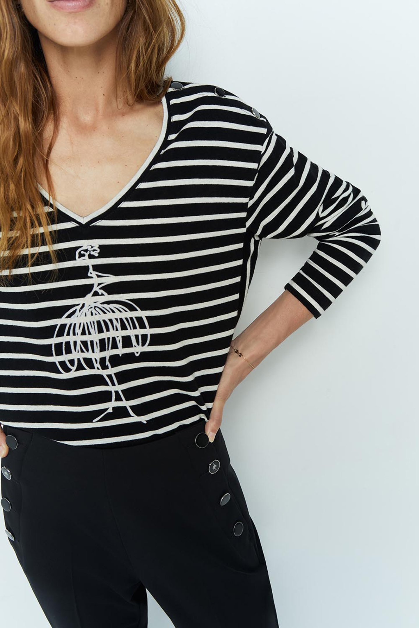 MARA _ T_SHIRT SAILOR BLACK AND ECRU WITH VISUAL DANCER BLAC 4