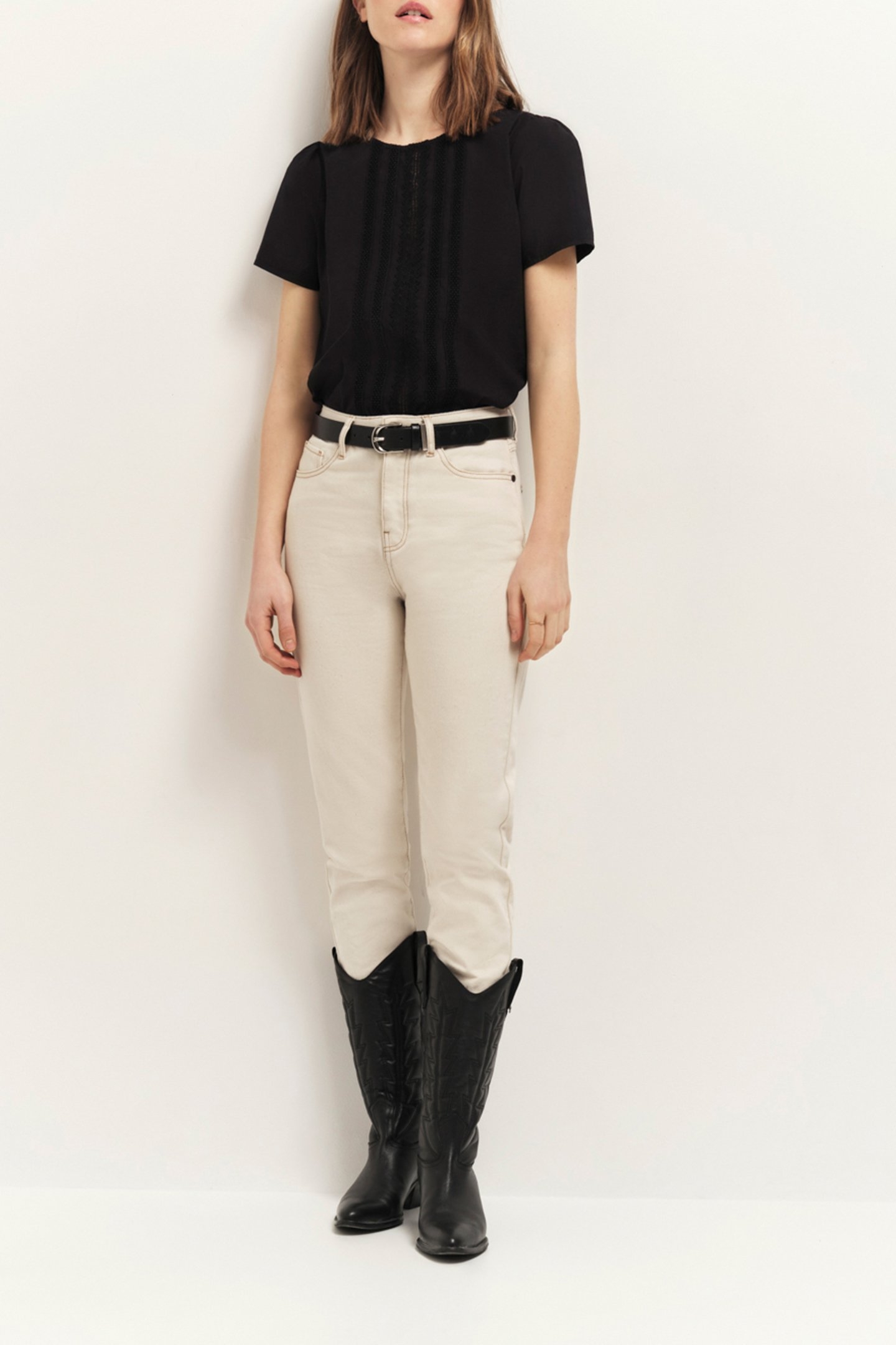 COPAL - BLACK TOP WITH LACE TRIM BLACK 2