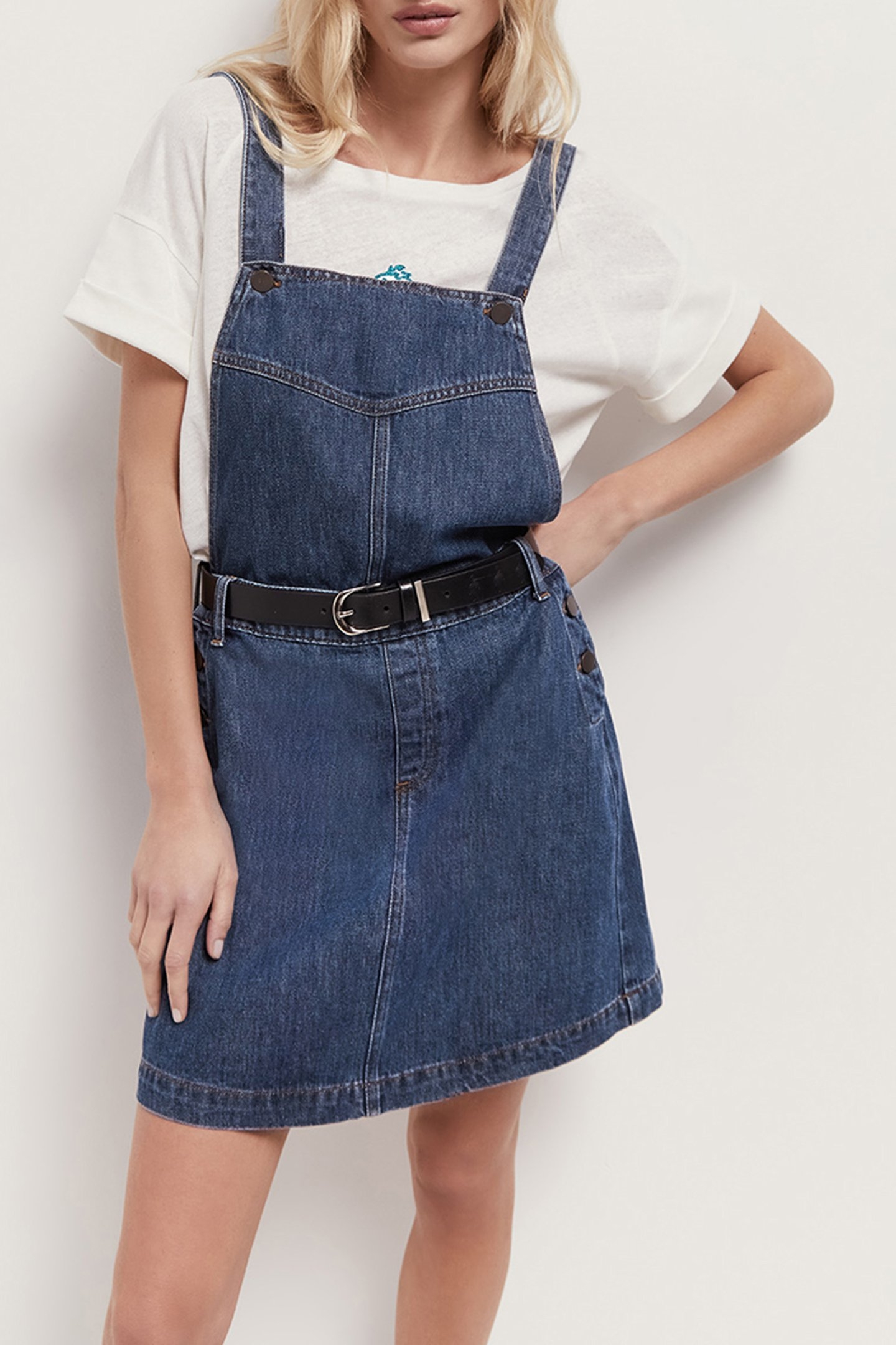 RANDY - BLUE DENIM DUNGAREE DRESS MEDIUM BLUE 1