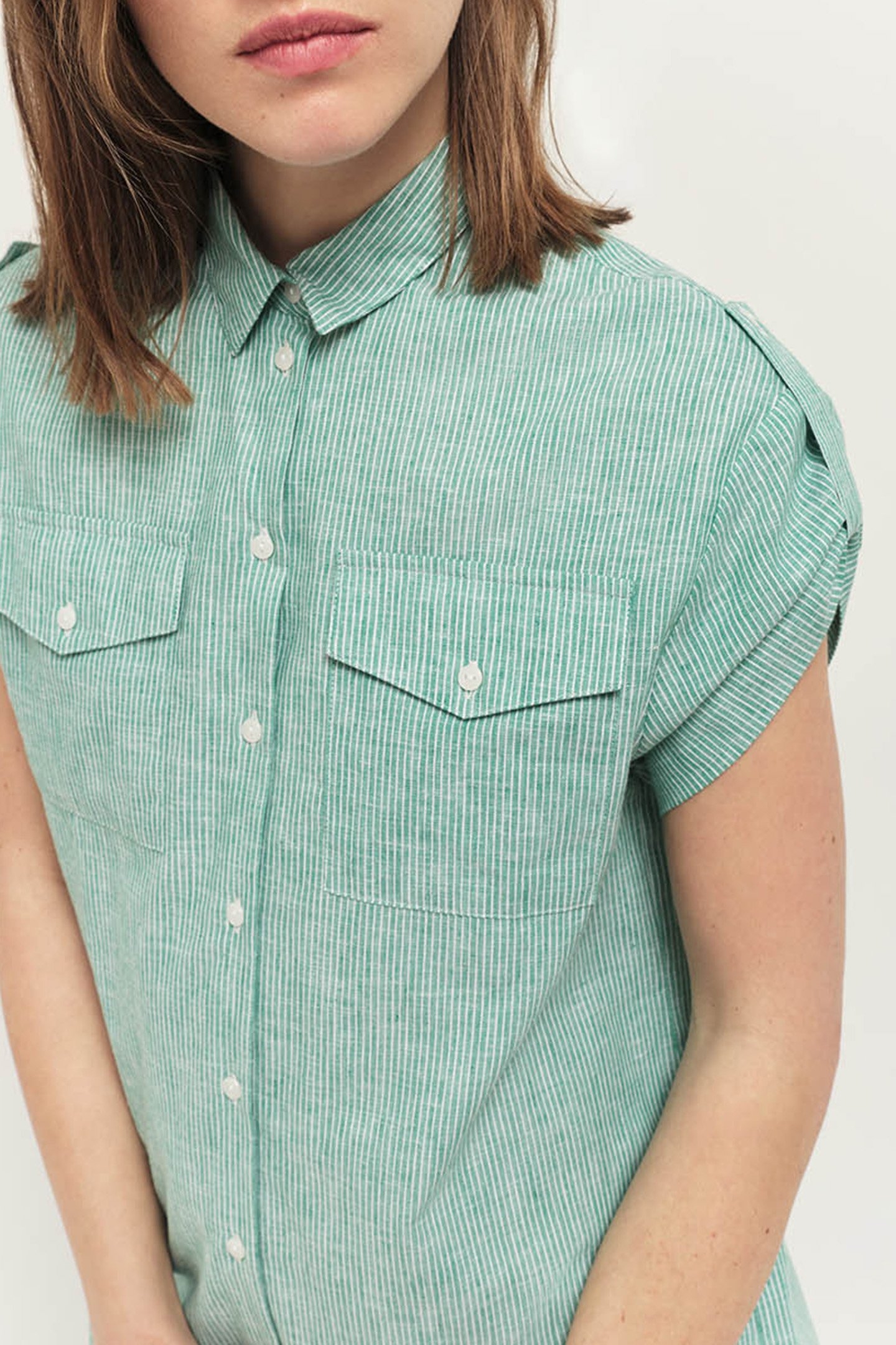 RIEG - ROBE CHEMISE GREEN GRASS MOTIF RAYURES GREEN 4