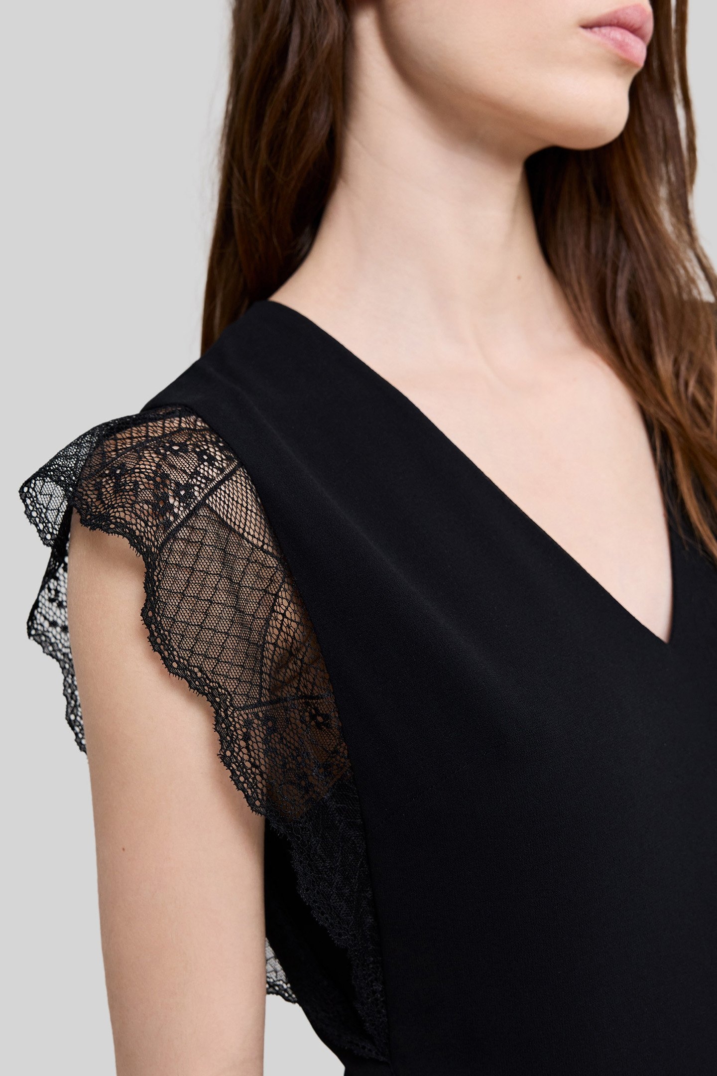 BLACK RECYCLED PLEATED LONG DRESS 6