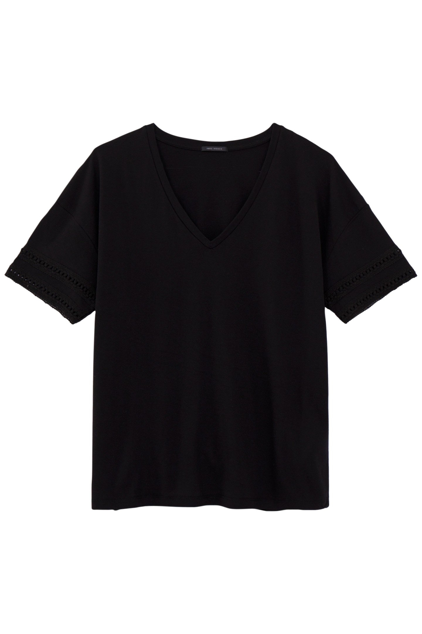 BLACK T-SHIRT WITH JEWEL COLLAR AND SLEEVES 4