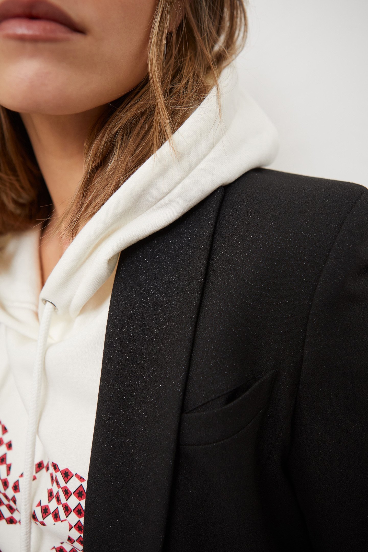 METALLIC BLACK FABRIC LONG SUIT JACKET 7