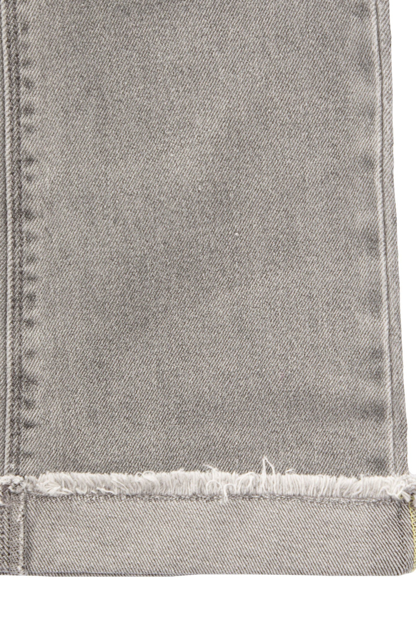 GIRLS’ GREY WIDE LEG JEANS, FIXED FRINGED TURNED UP CUFFS 3