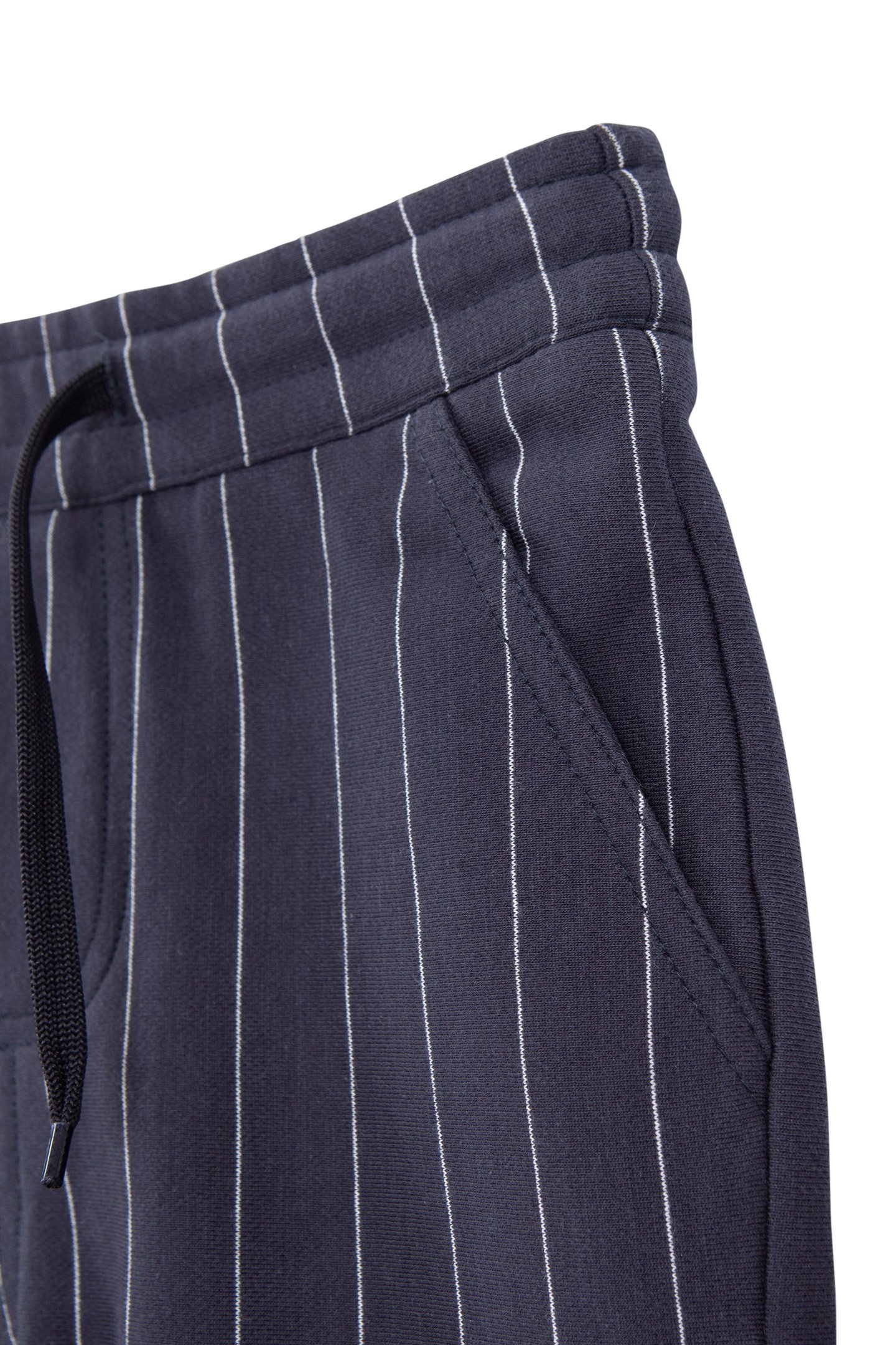 BOYS' NAVY KNIT PINSTRIPED BERMUDA SHORTS 5
