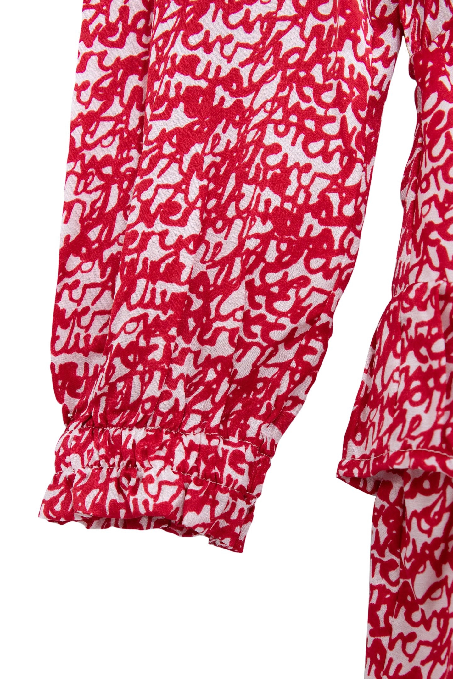 GIRLS’ RED RUFFLED DRESS WITH TAG PRINT 6