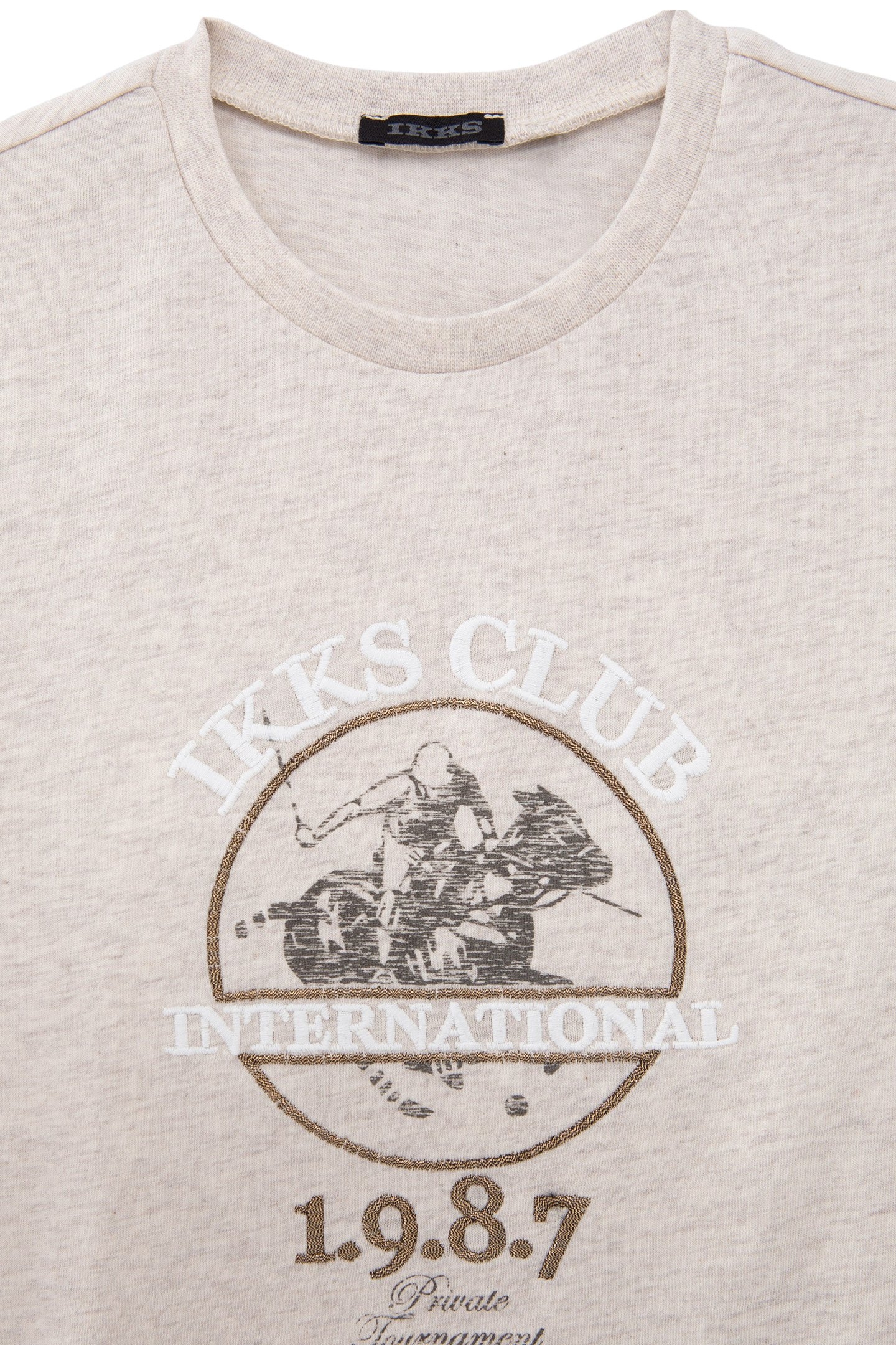 BOYS’ BEIGE MARL T-SHIRT WITH EMBROIDERED POLO IMAGE 4