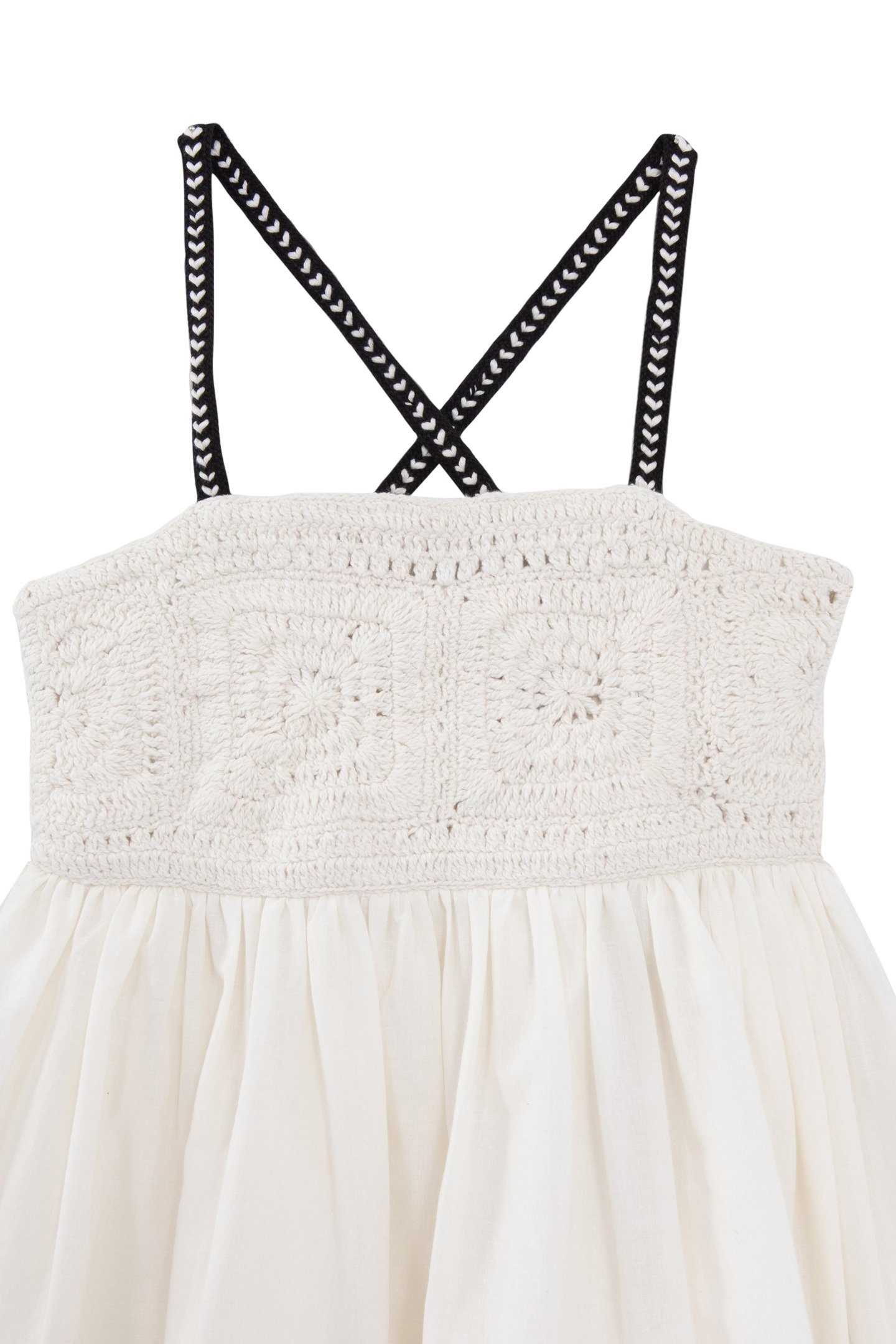 GIRLS’ ECRU DRESS WITH LACE MACRAMÉ DICKEY 3