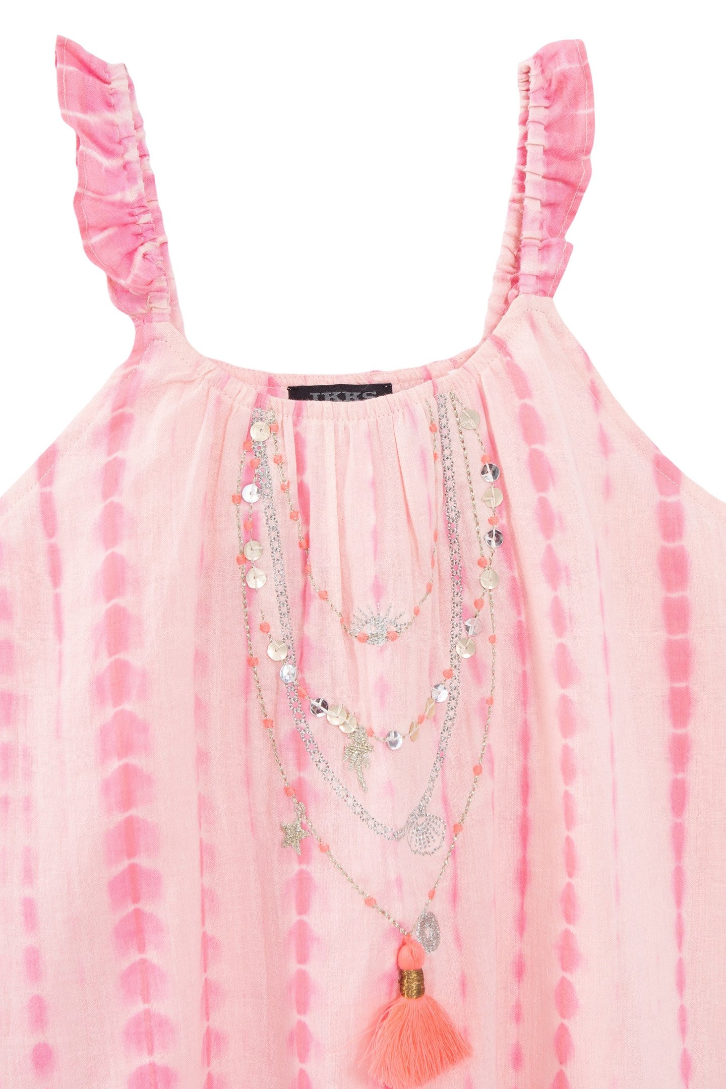 GIRLS’ PINK TIE-DYE DRESS WITH EMBROIDERED NECKLACES 3