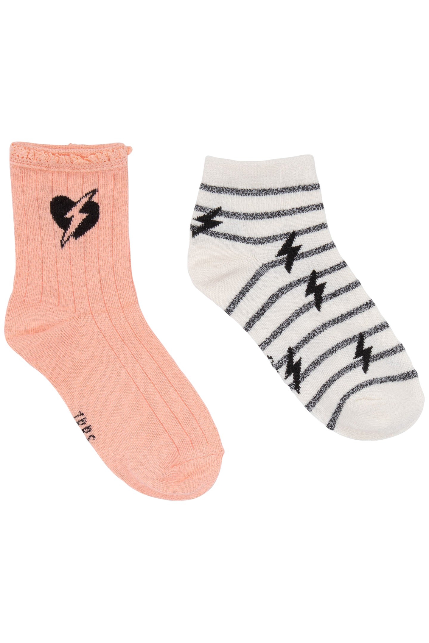 GIRLS’ PEACH AND ECRU TONE-ON-TONE SOCKS 1