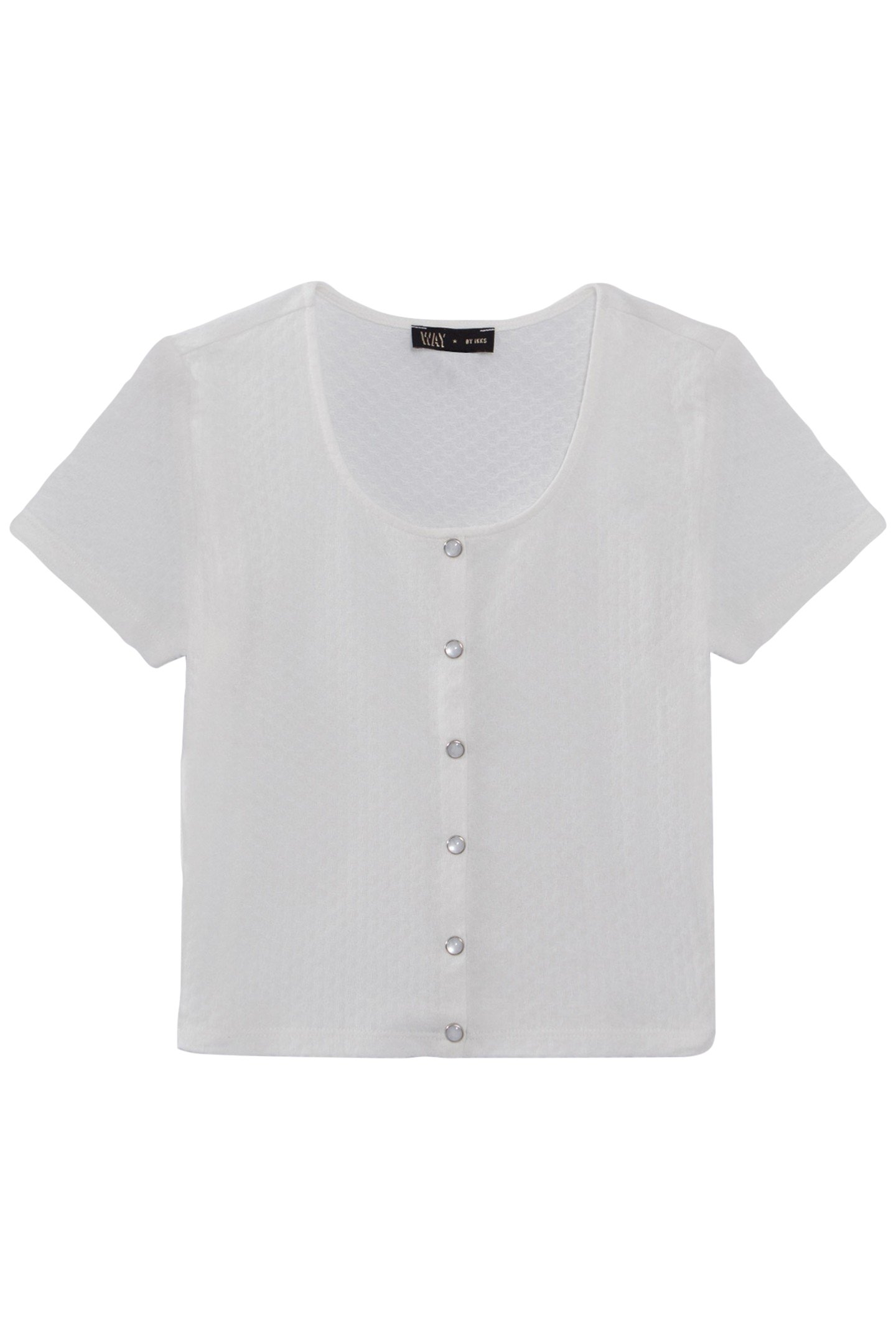 GIRLS’ OFF-WHITE TEXTURED T-SHIRT WITH PRESS STUDS 1