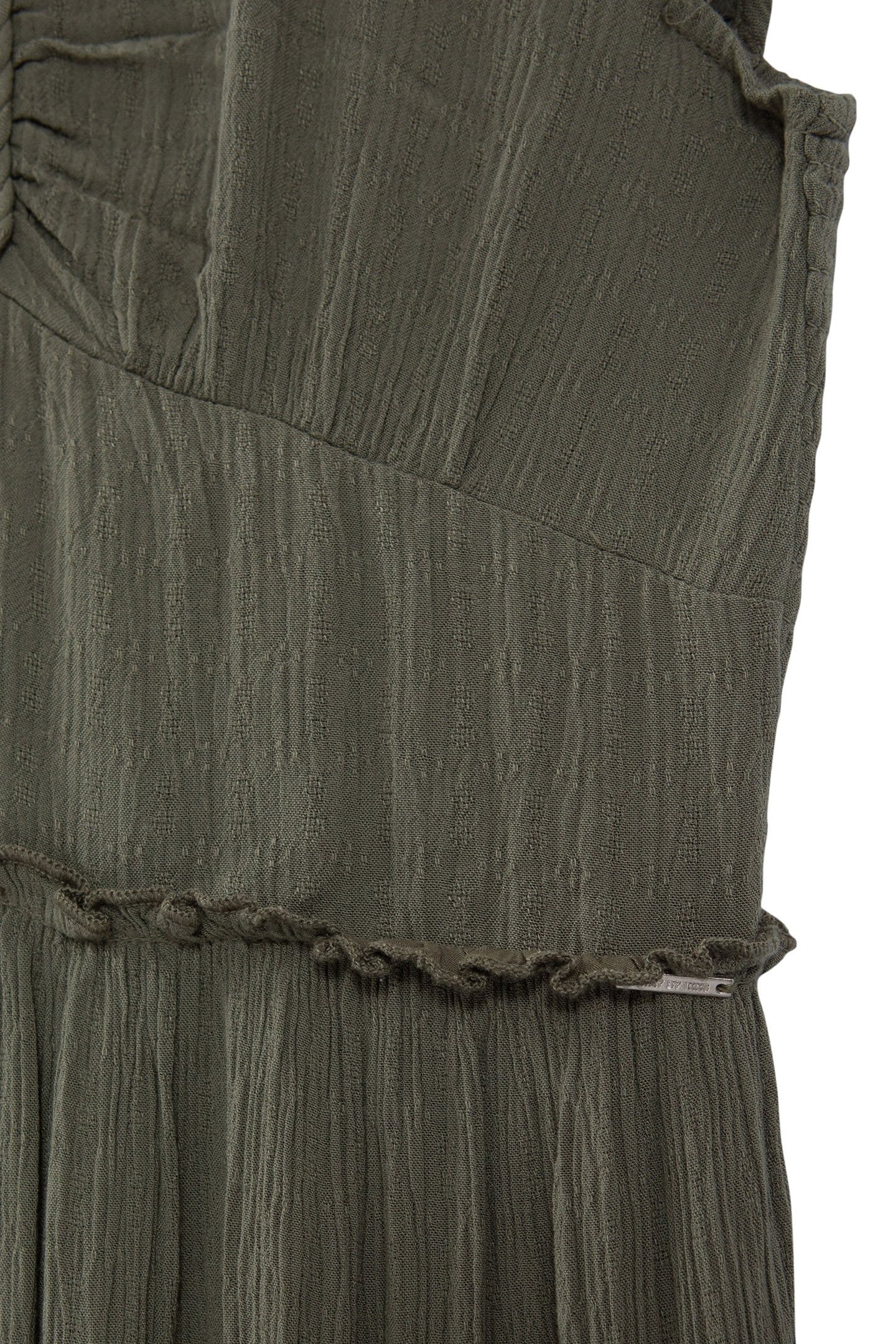 GIRLS’ KHAKI CREPE LONG DRESS WITH WOVEN DECOR 4