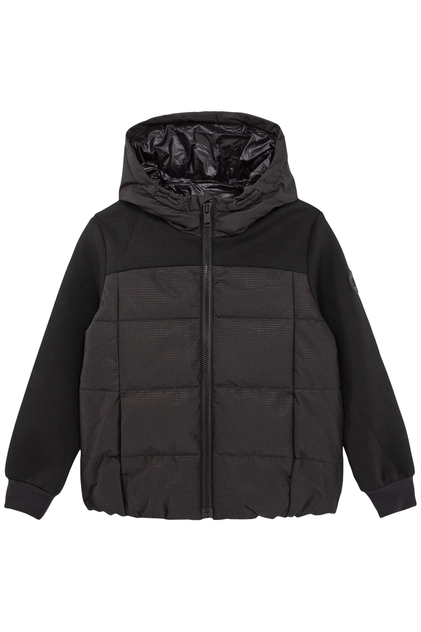 BOYS’ BLACK MIXED FABRIC PADDED JACKET 1