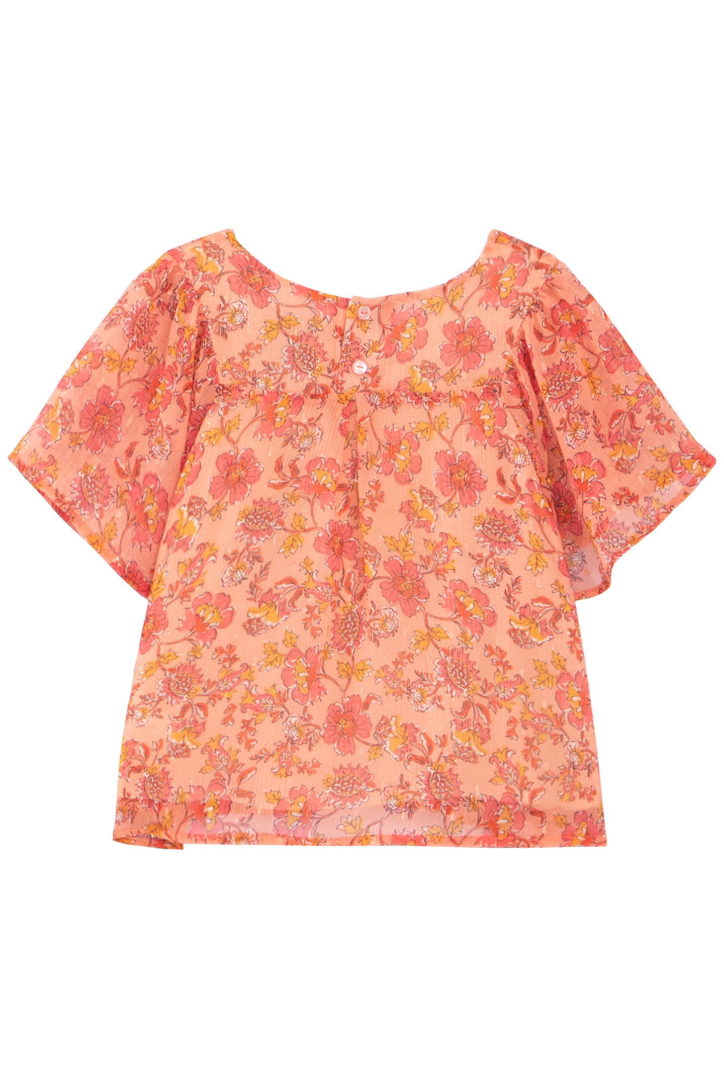 GIRLS’ ORANGE PRINT FLOWING BLOUSE 2