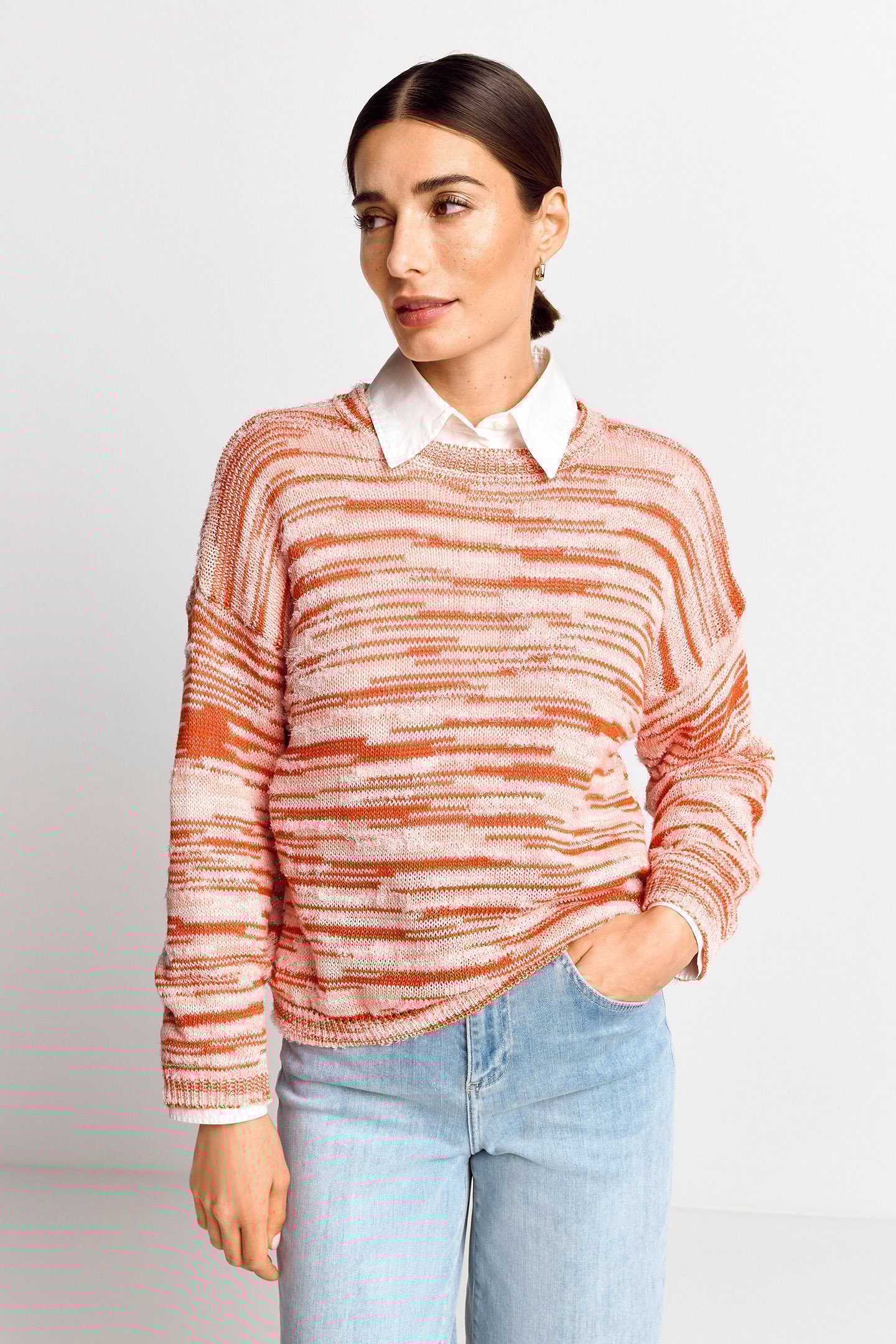 BOXY SPACE DYE CREW CHERRY TOMATO 1