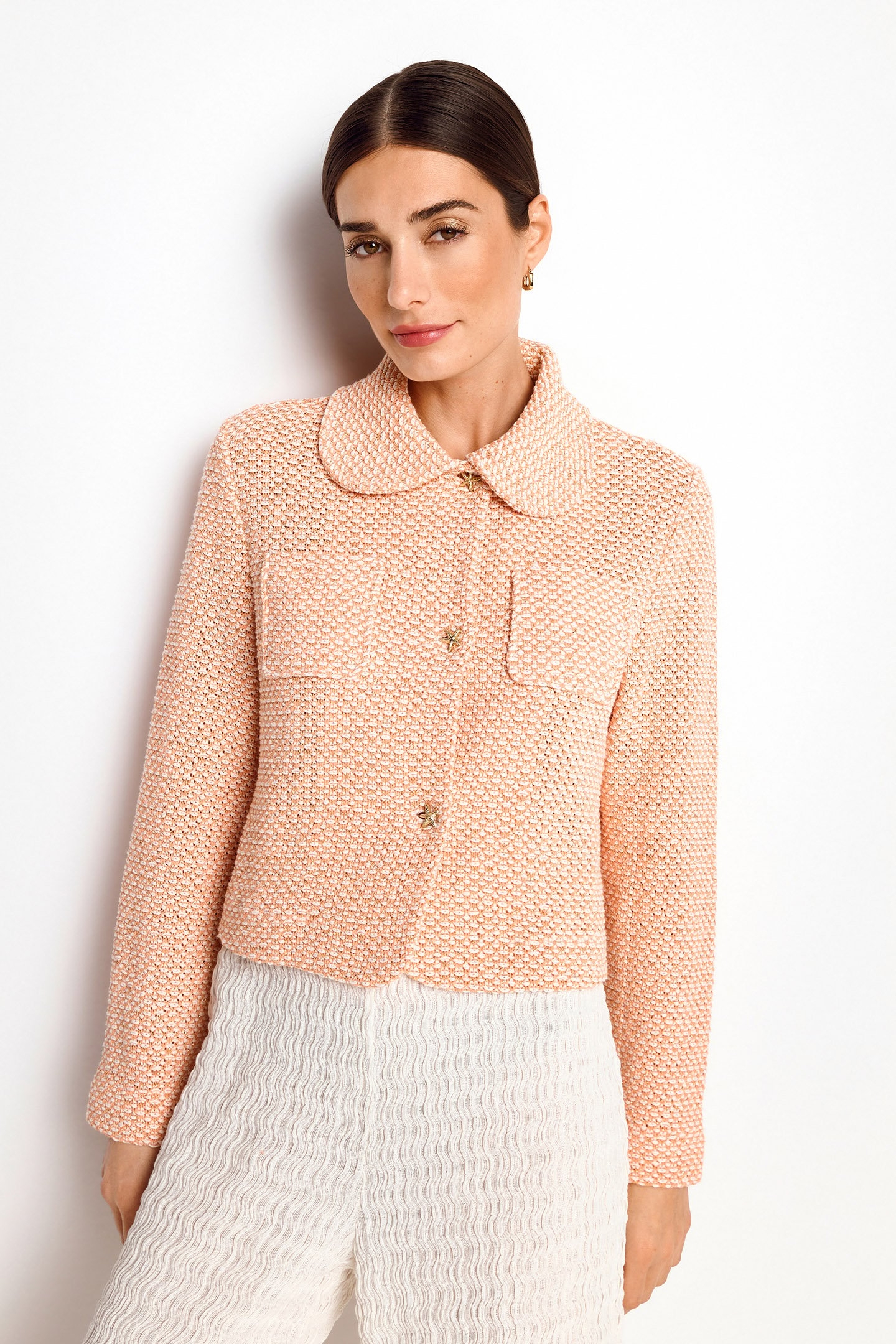 KNITTET JACKET RECYCLED APRICOT PEACH 1