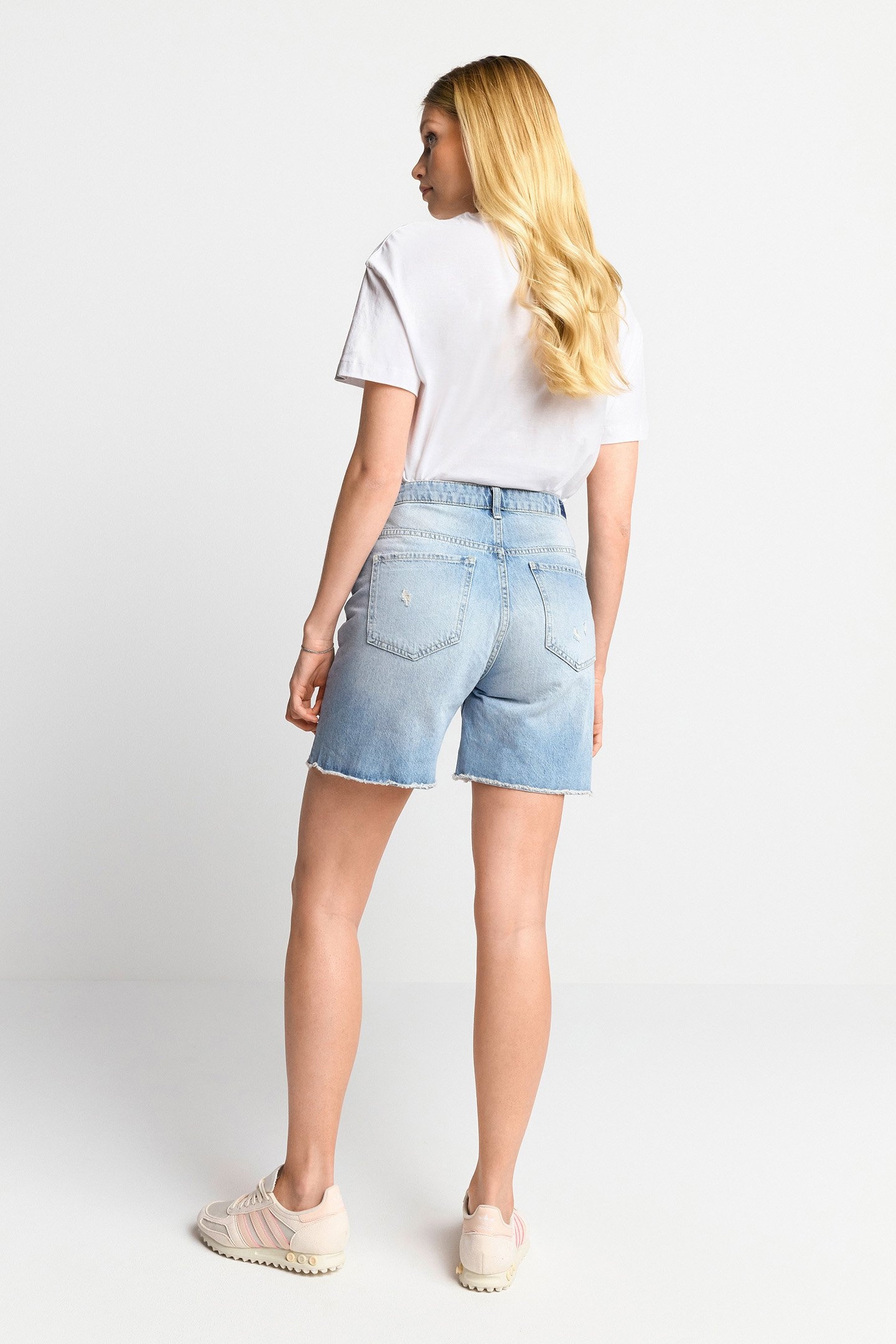CROSSED WAISTBAND DENIM SHORTS ORGANIC DENIM BLUE 3
