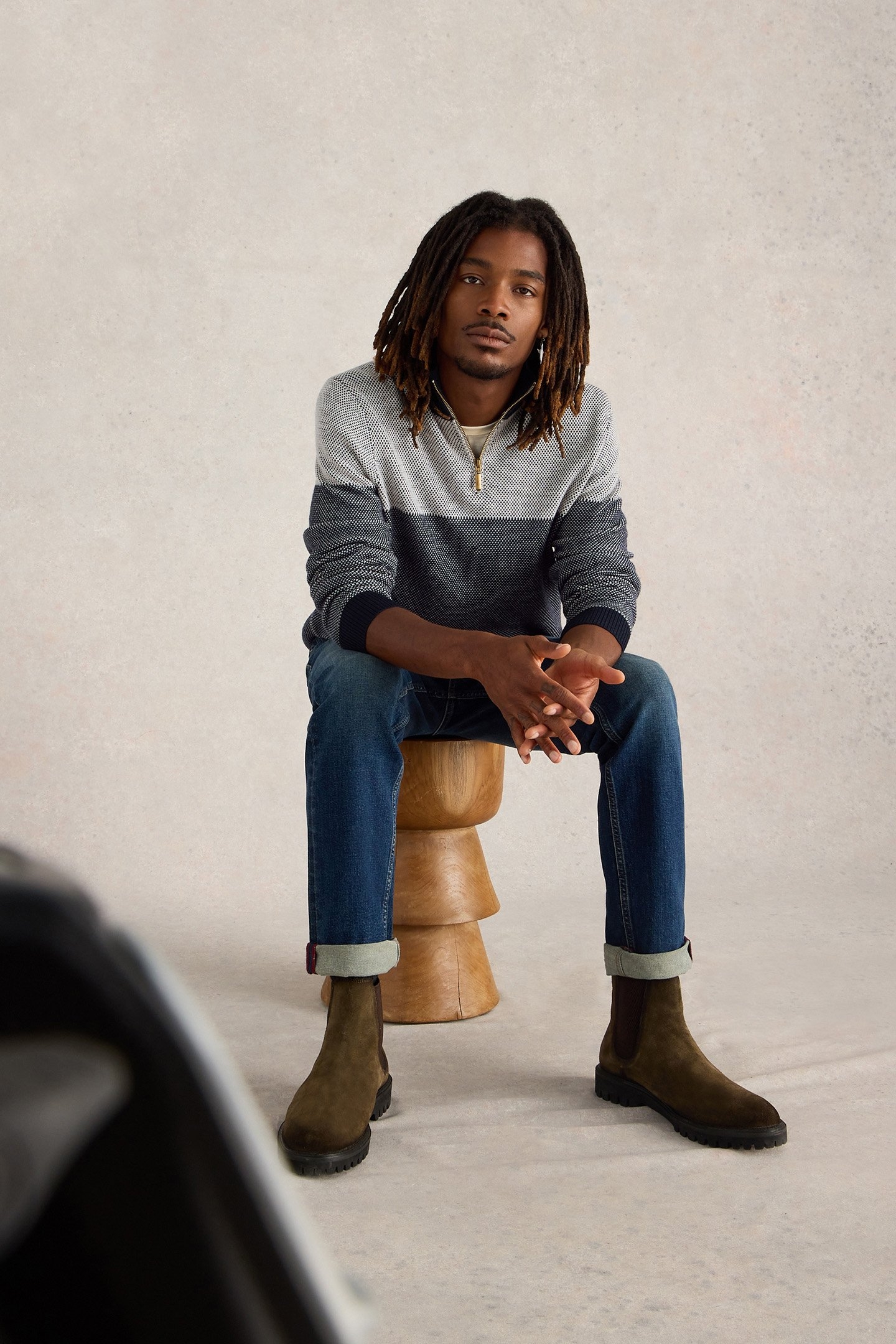 NEWPORT MERINO JACQUARD FUNNEL NAVY MULTI 4