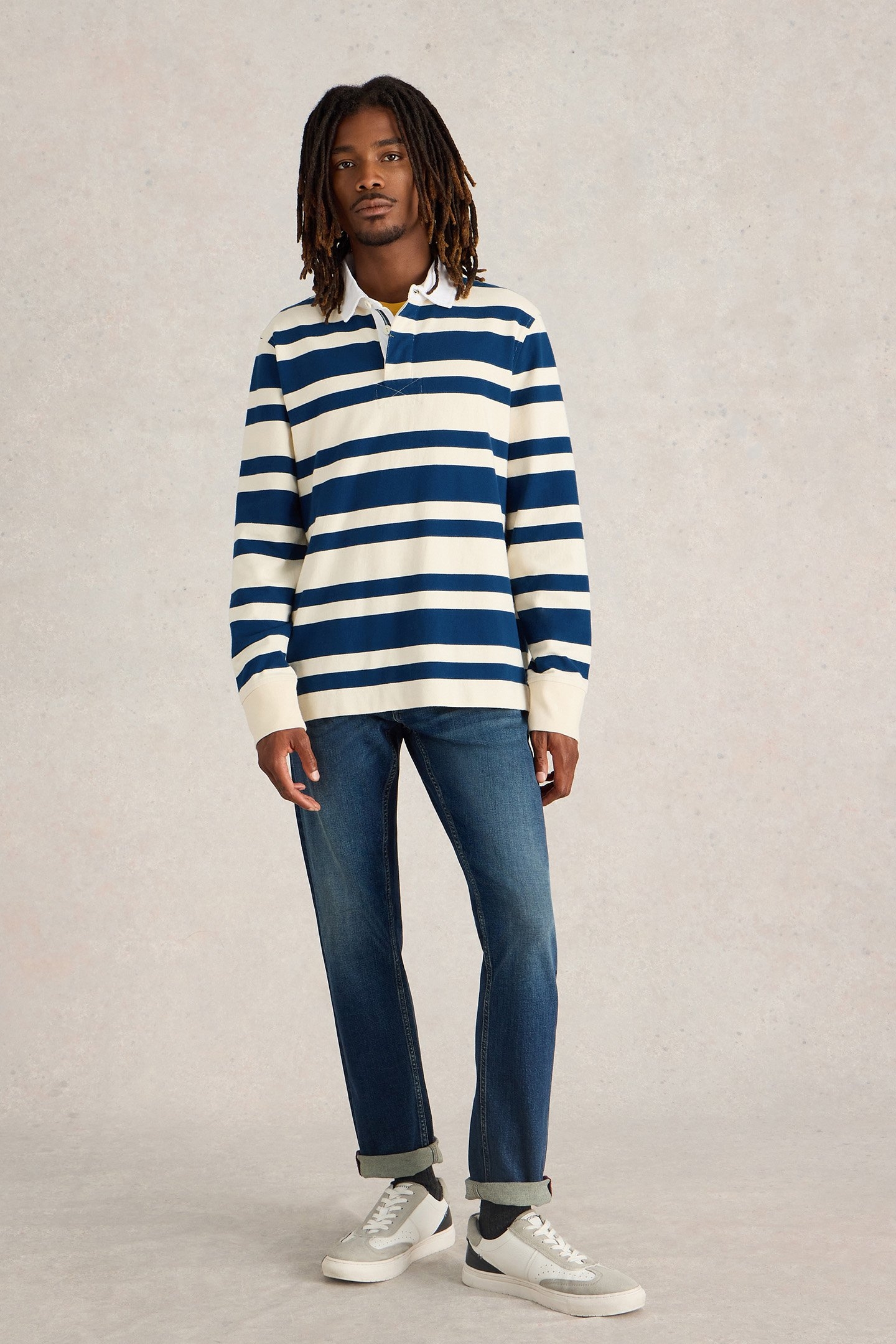 LS STRIPE RUGBY SHIRT NAVY MULTI 1
