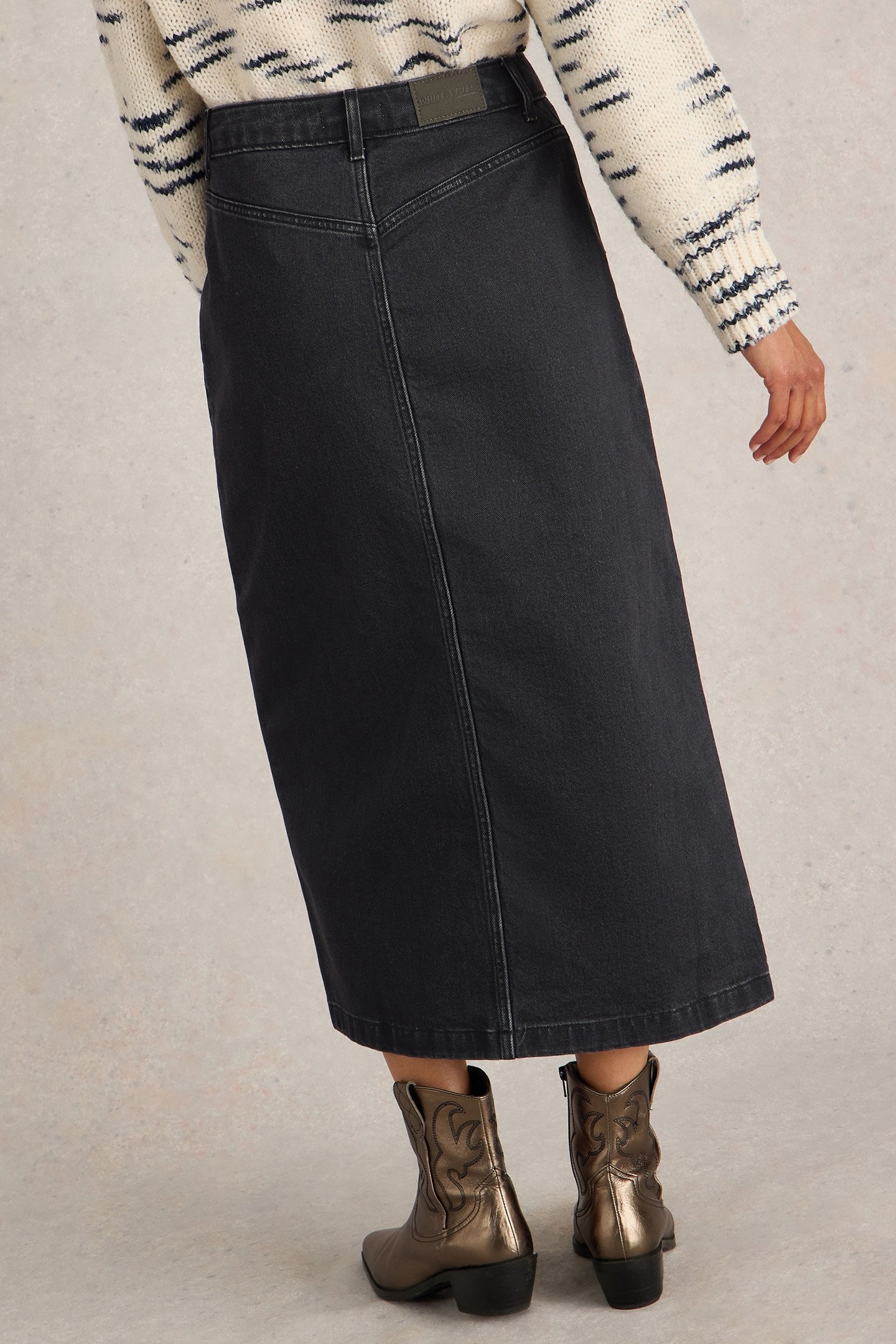 COLLEEN DENIM MIDI SKIRT BLACK DENIM 2