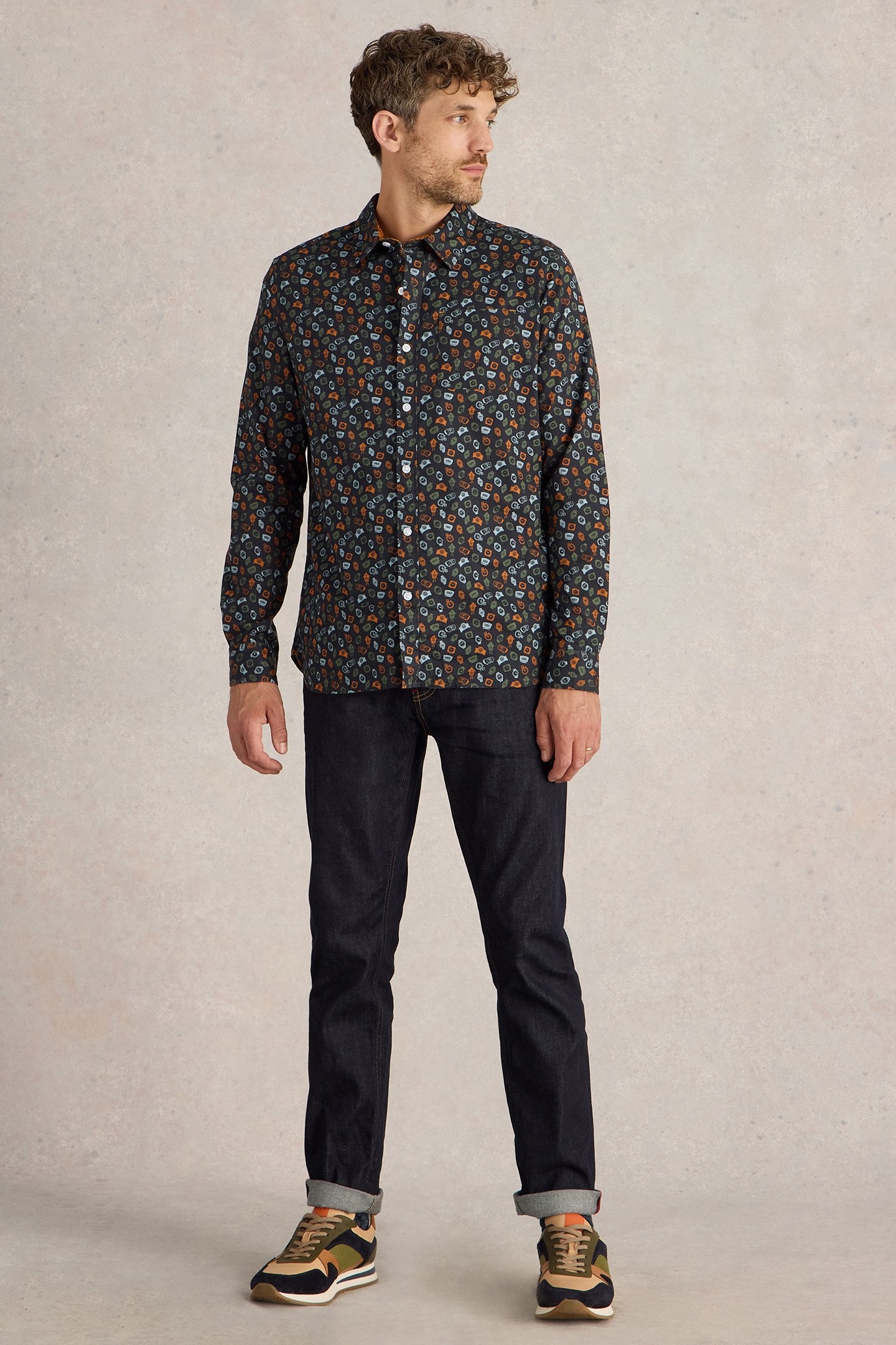 CLOCK PRINTED SHIRT NAVY PRINT 3