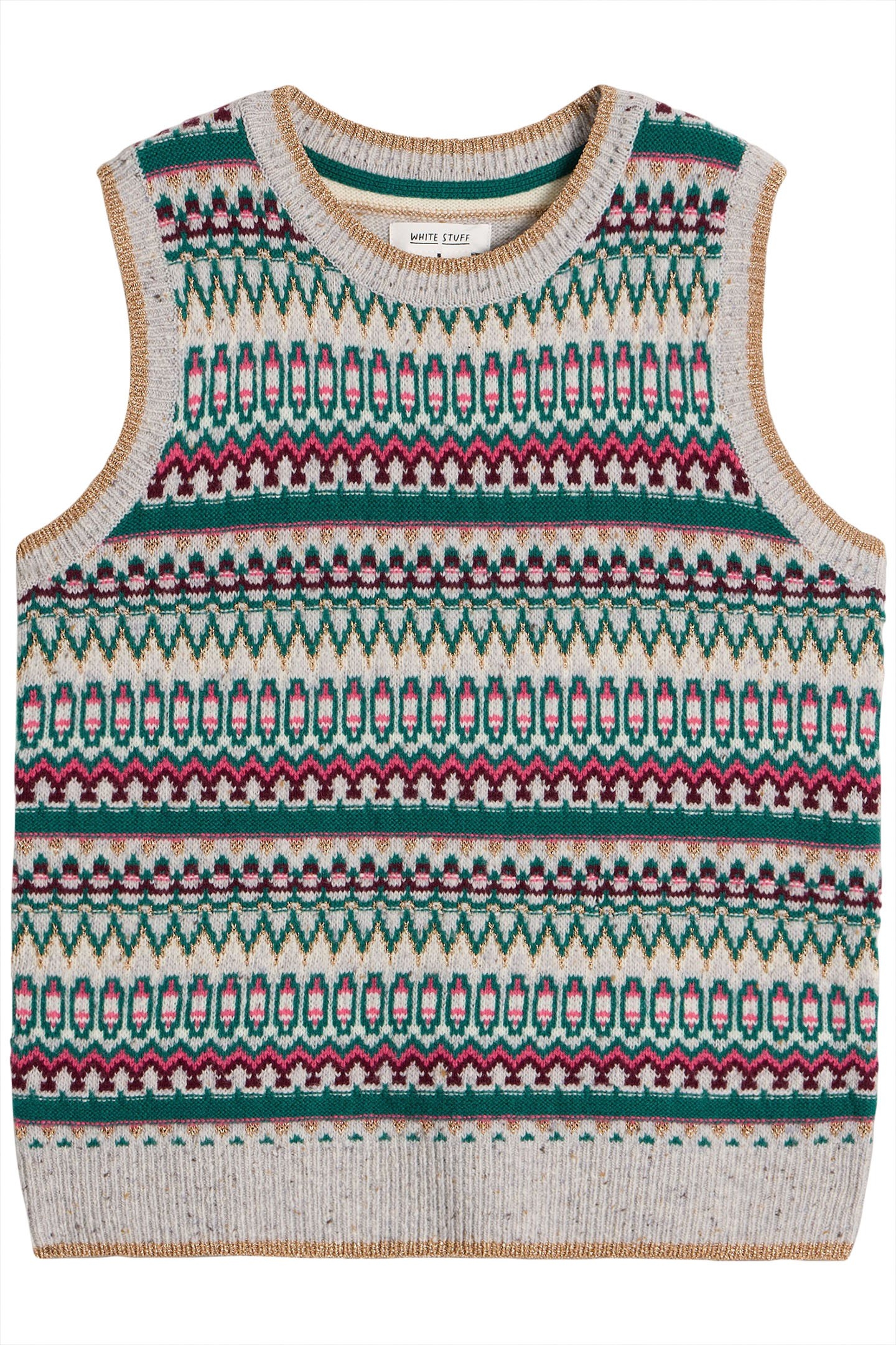 FAY SPARKLE FAIRISLE TANK GREY MULTI 3