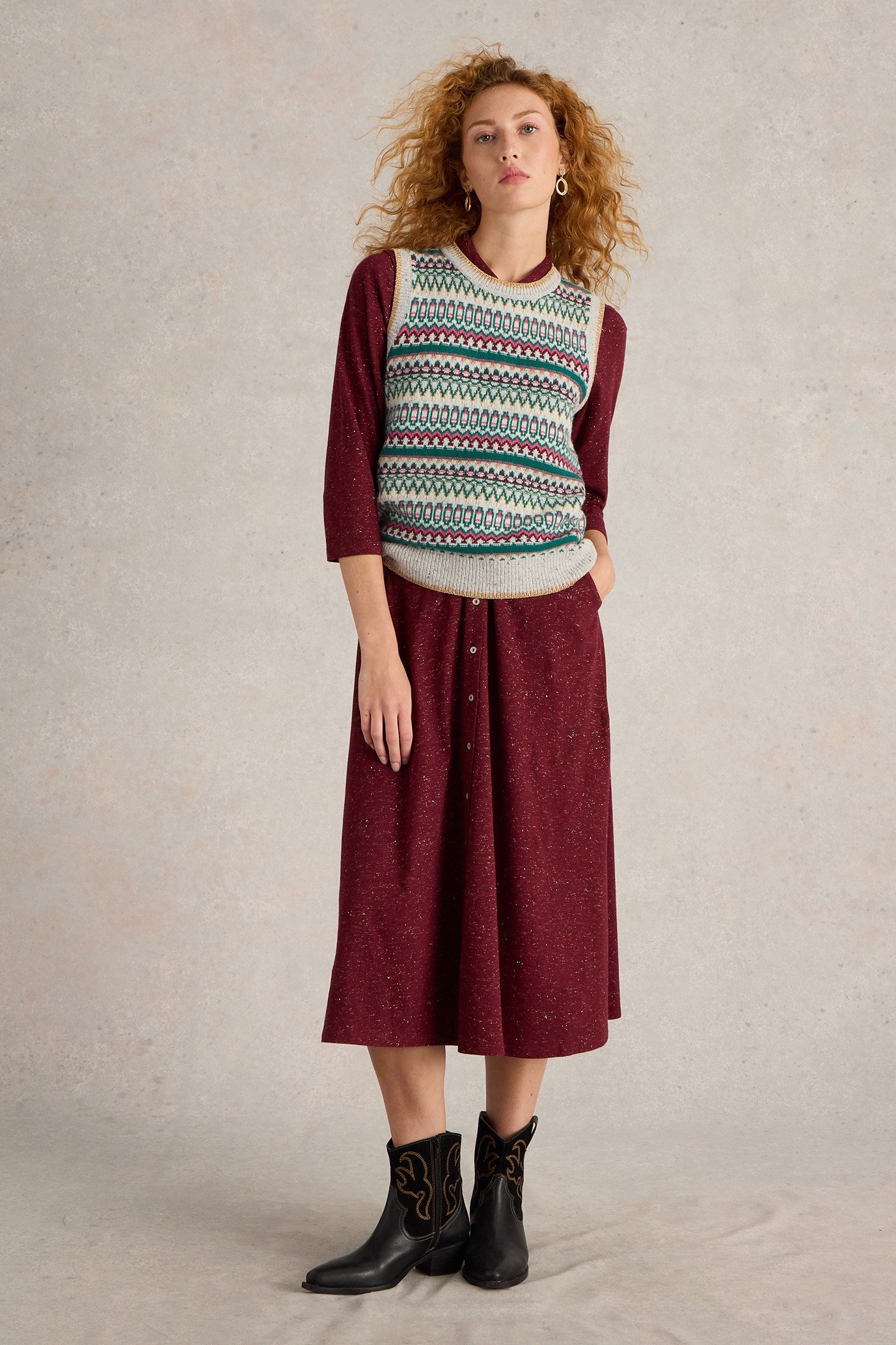 FAY SPARKLE FAIRISLE TANK GREY MULTI 1