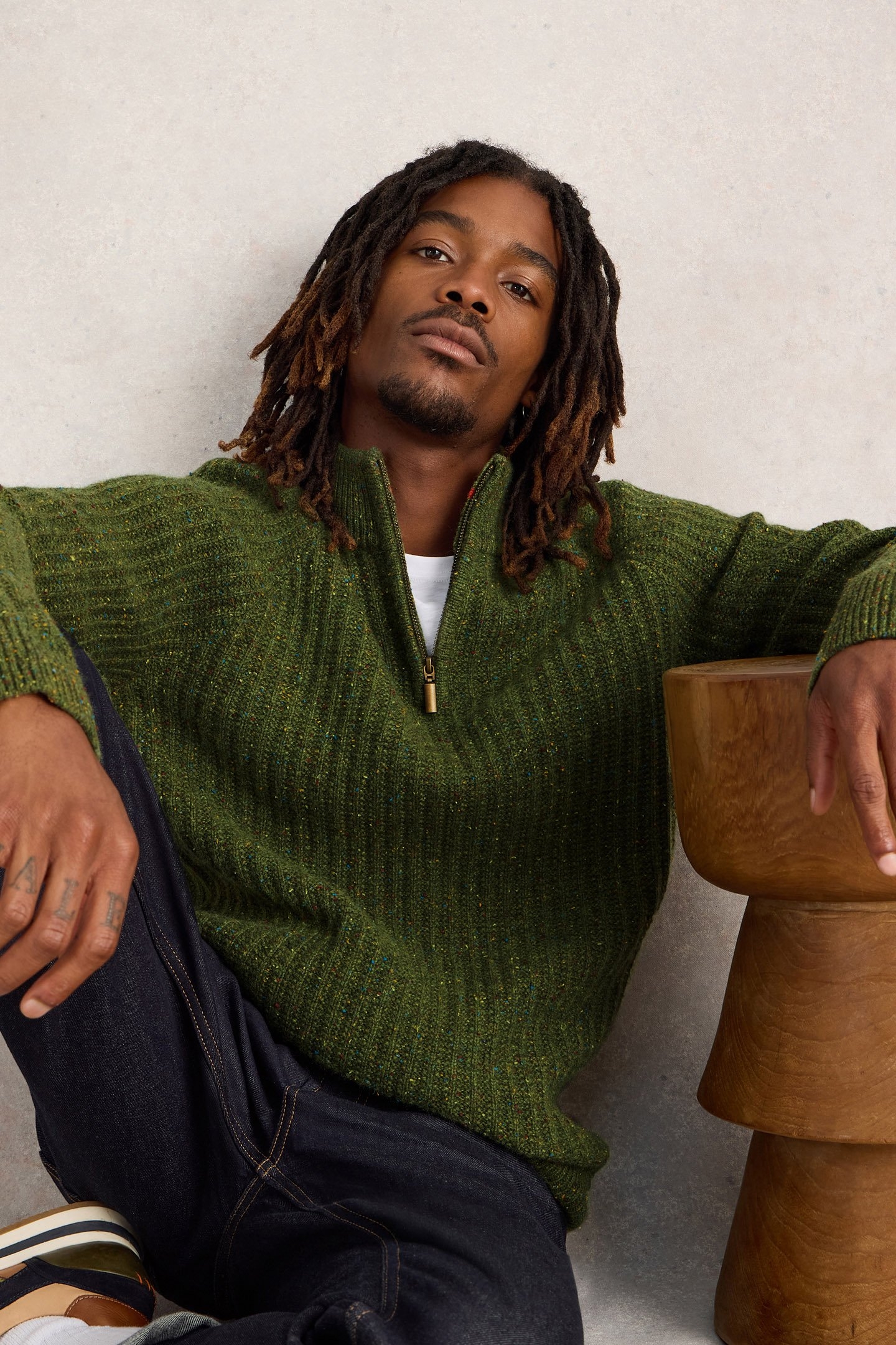 CHUNKY FUNNEL NECK JUMPER GREEN MULTI 4